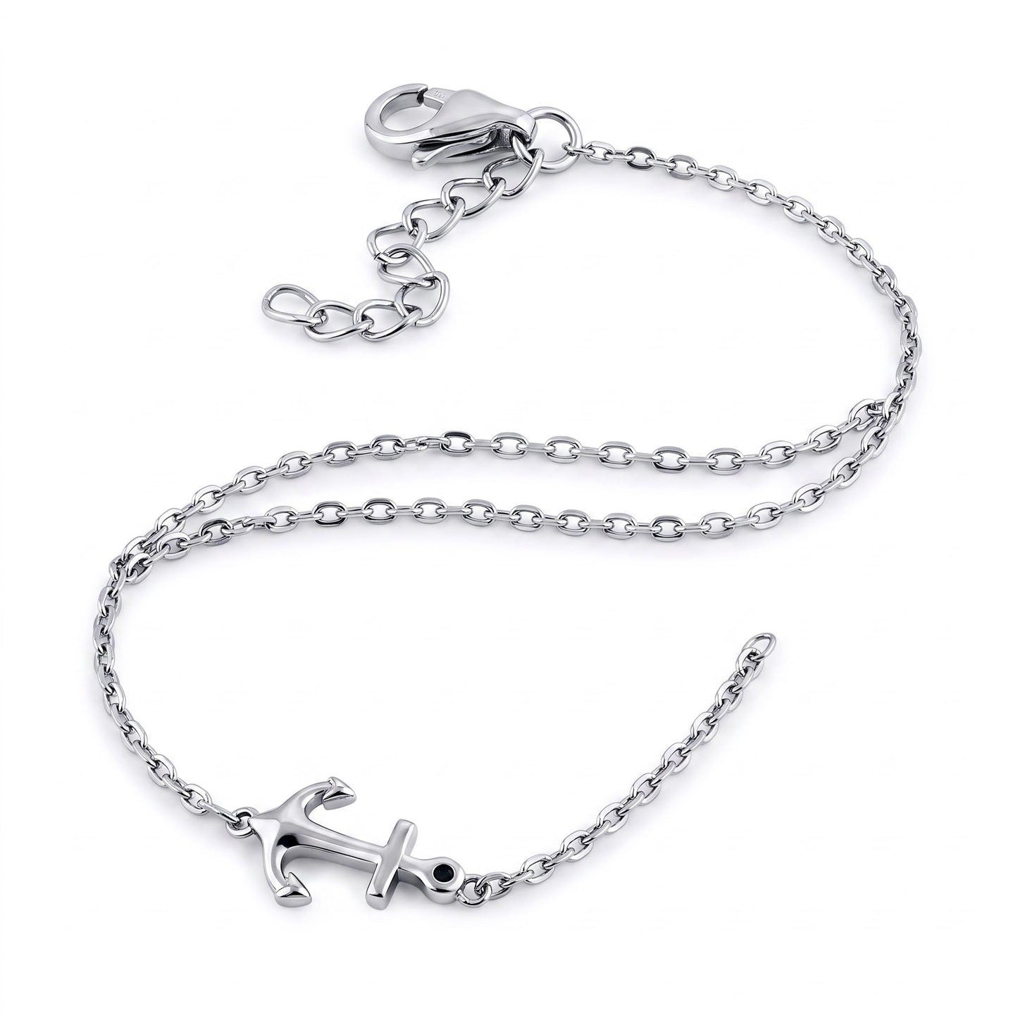 Sterling Silver Anchor Bracelet for Women, Chain Link, Dainty Everyday Jewelry Gift