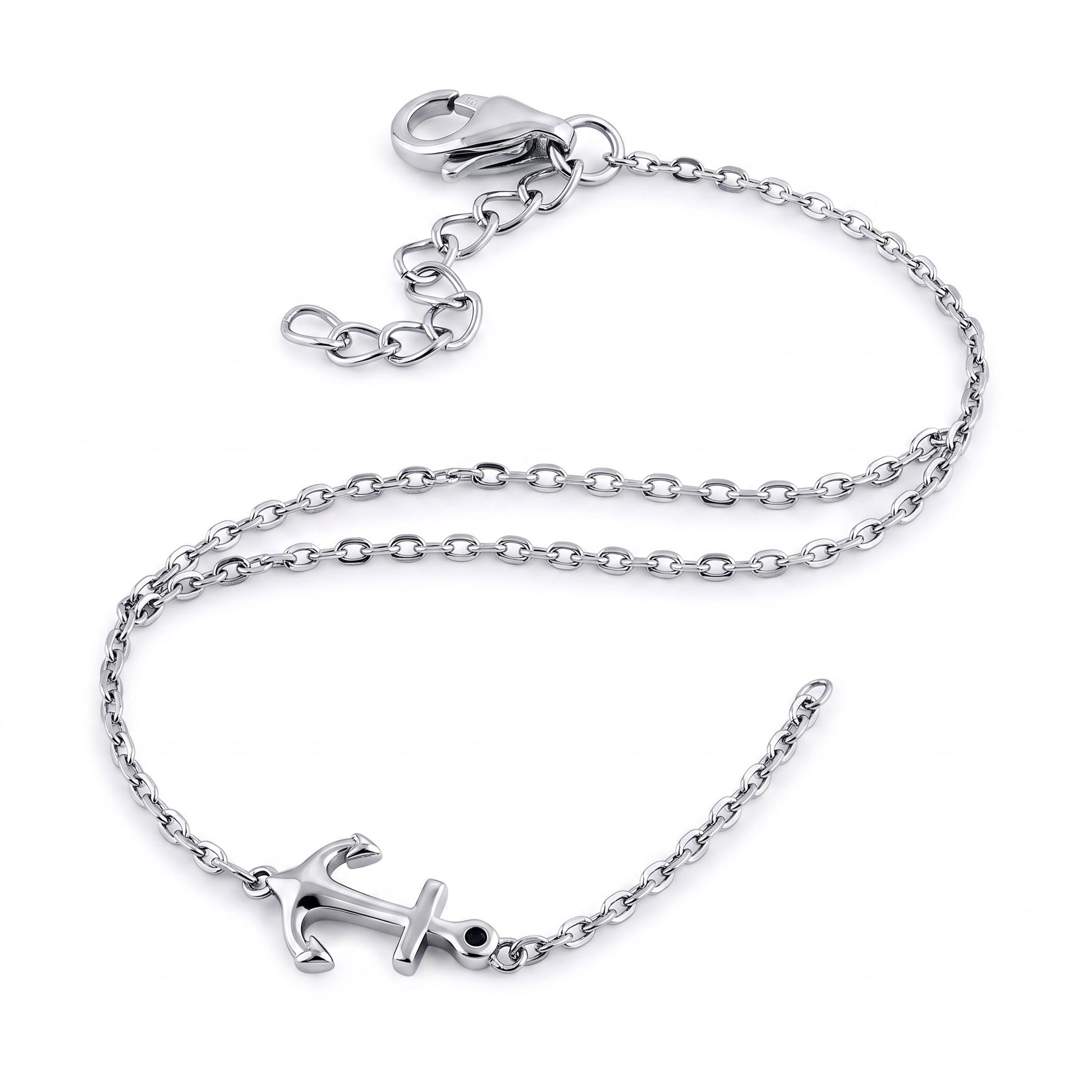 Sterling Silver Anchor Bracelet for Women, Chain Link, Dainty Everyday Jewelry Gift