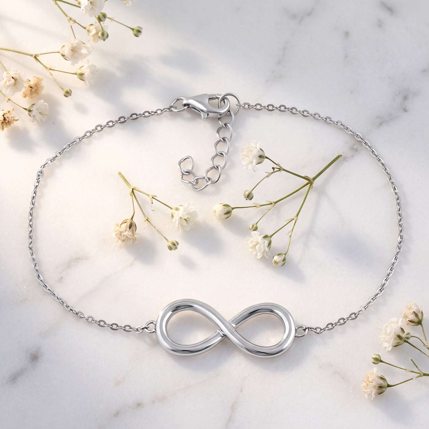 Sterling Silver Rose Gold Plated Infinity Bracelet for Women, Dainty Everyday Jewelry Gift view 1