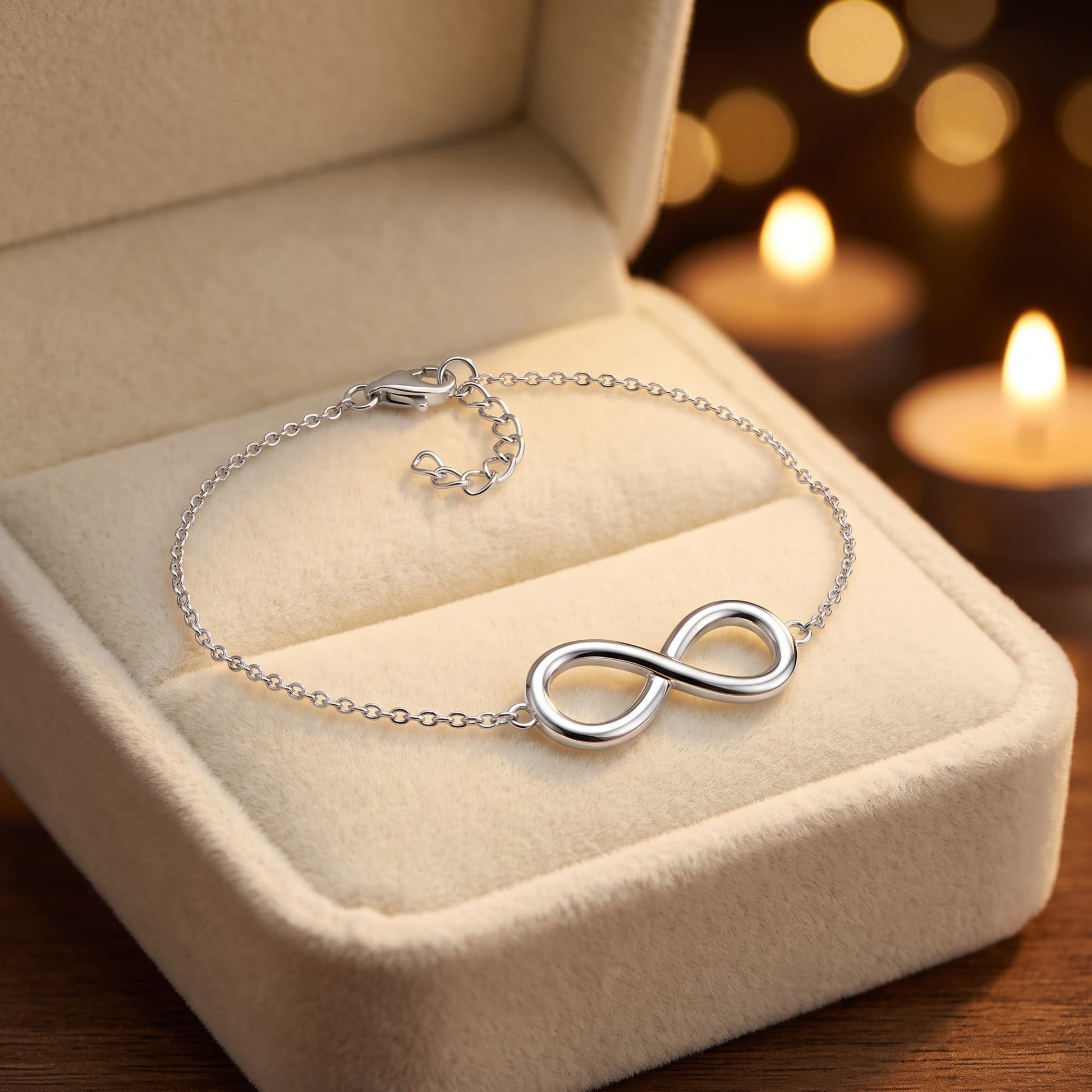 Sterling Silver Rose Gold Plated Infinity Bracelet for Women, Dainty Everyday Jewelry Gift view 2
