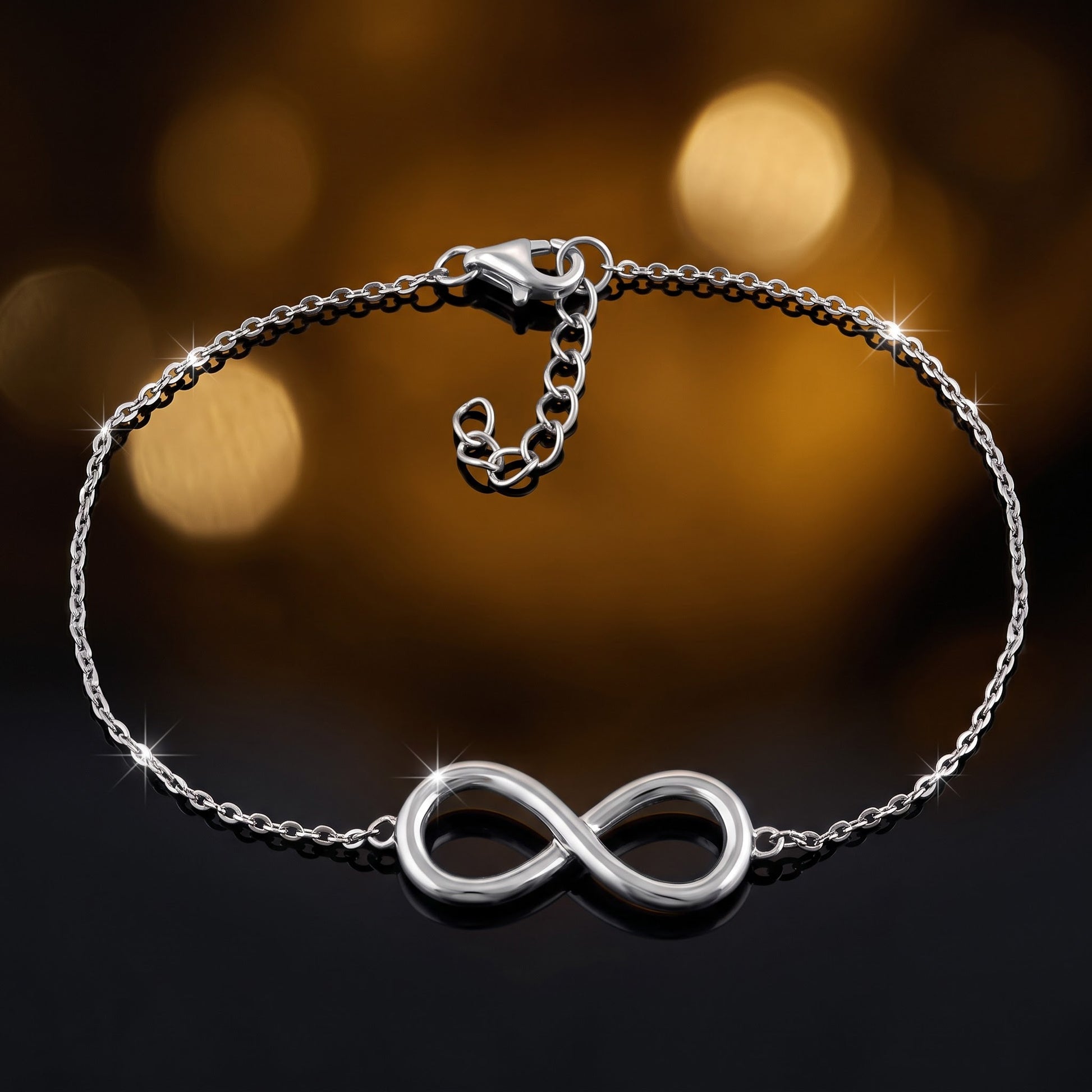Sterling Silver Rose Gold Plated Infinity Bracelet for Women, Dainty Everyday Jewelry Gift view 3