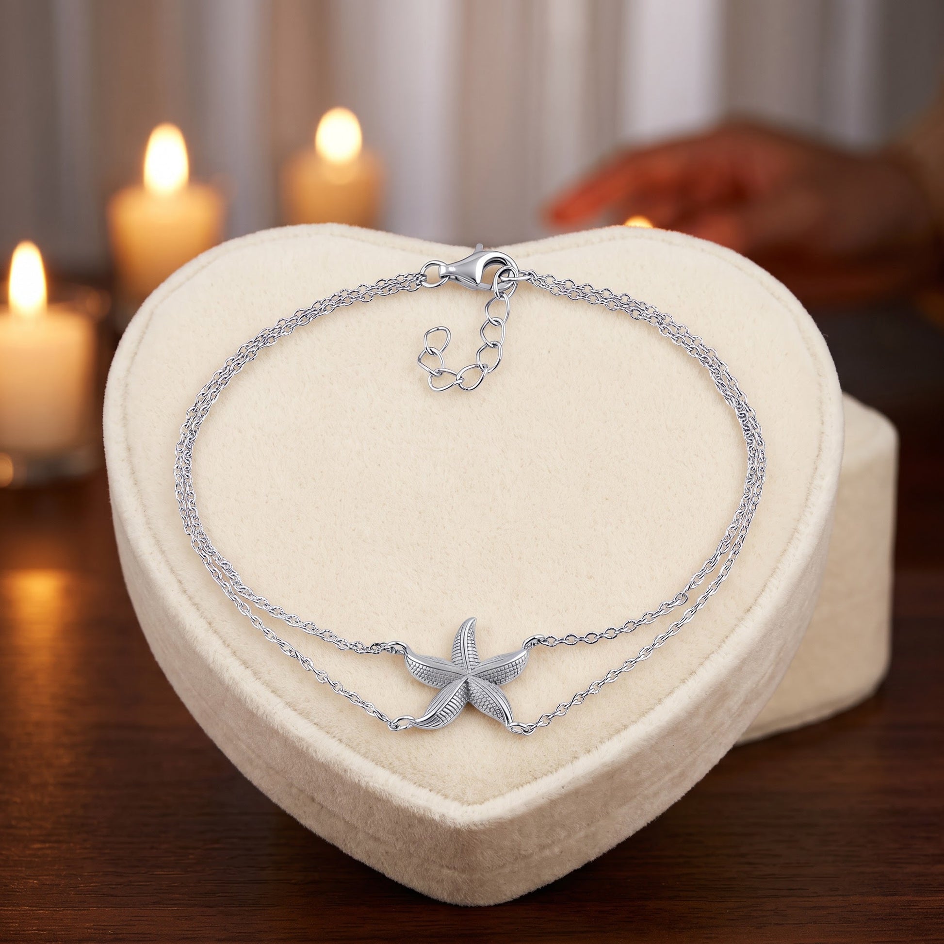 Sterling Silver Starfish Bracelet for Women, Chain Link, Dainty Everyday Jewelry Gift view 2