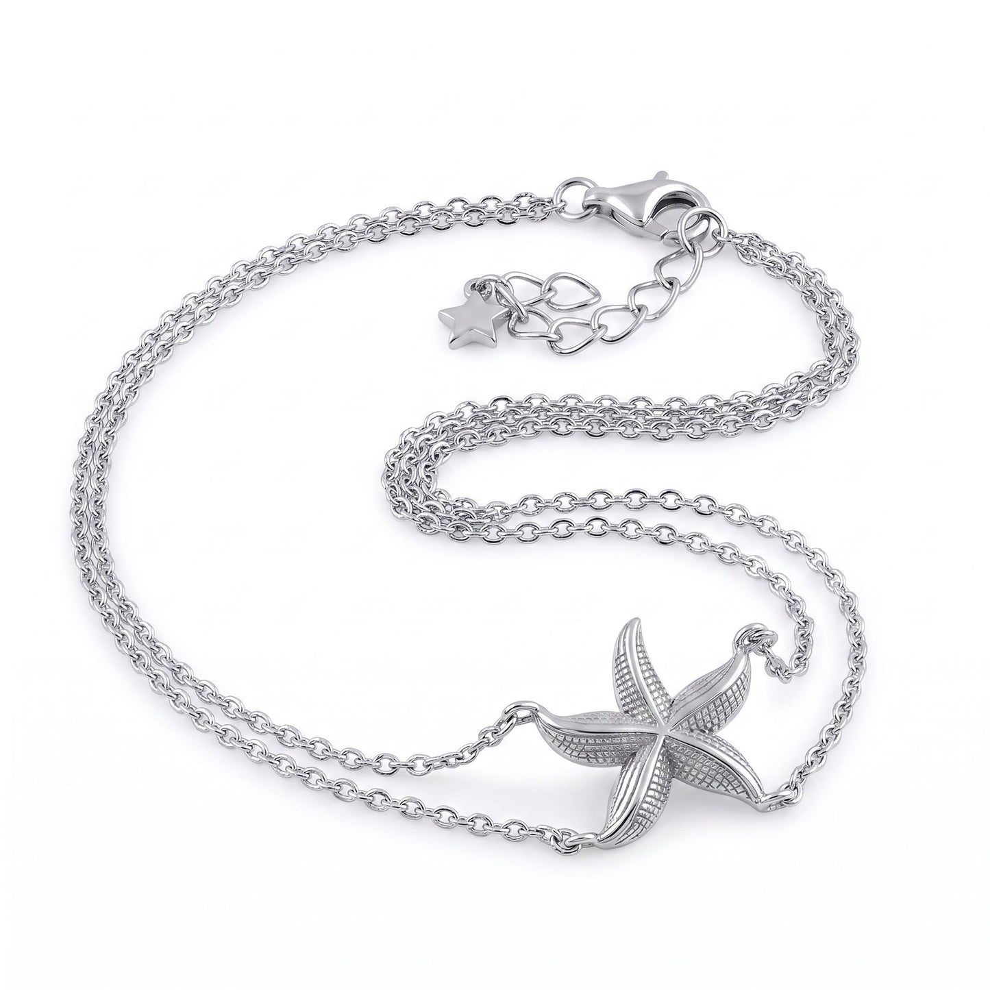 Sterling Silver Starfish Bracelet for Women, Chain Link, Dainty Everyday Jewelry Gift
