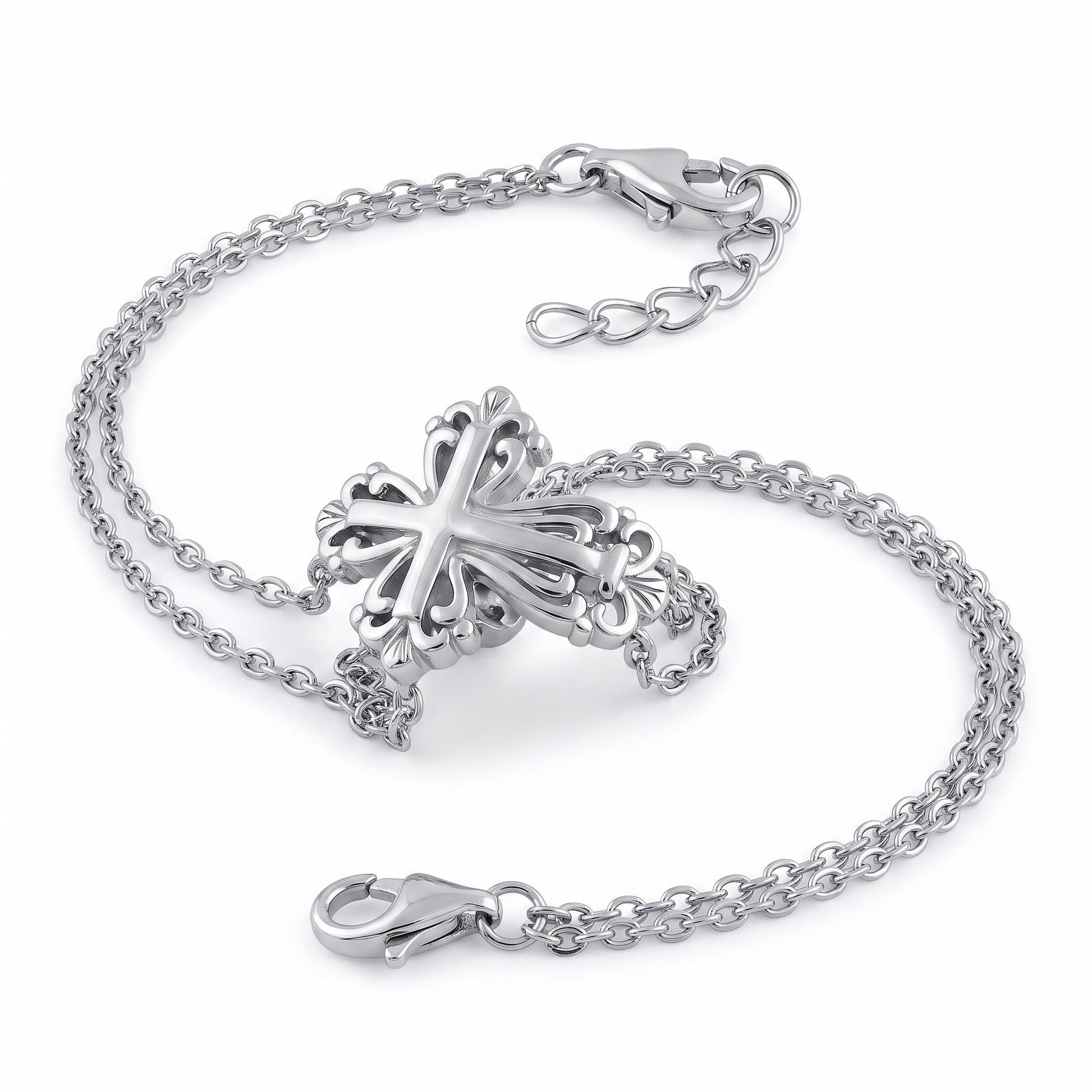 Sterling Silver Vintage Floral CrossBracelet Bracelet for Women, Adjustable Chain, Dainty Everyday Jewelry Gift
