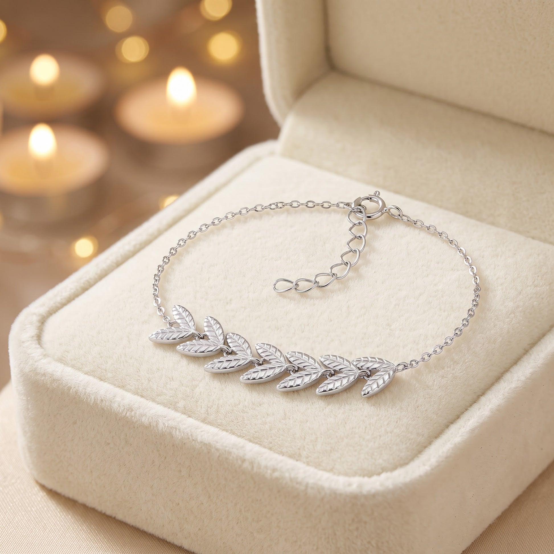 Sterling Silver Greek Leaf Bracelet for Women, Chain Link, Dainty Everyday Jewelry Gift view 2