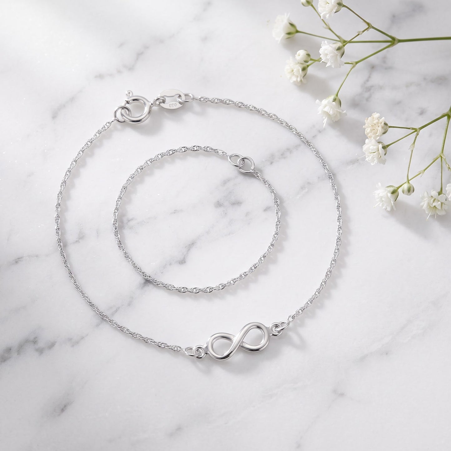 Sterling Silver Small Infinity Bracelet for Women, Dainty Everyday Jewelry Gift view 1