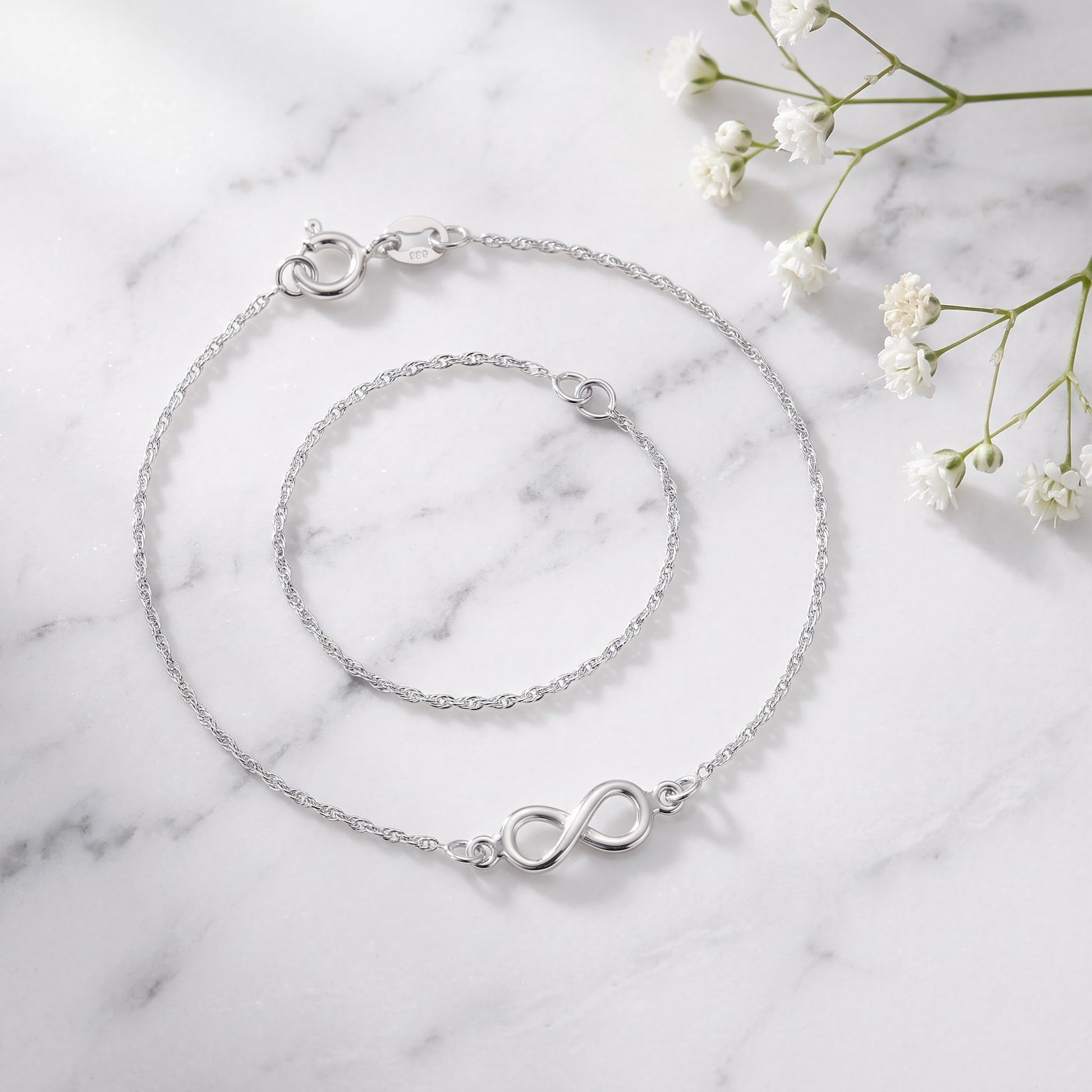 Sterling Silver Small Infinity Bracelet for Women, Dainty Everyday Jewelry Gift view 1