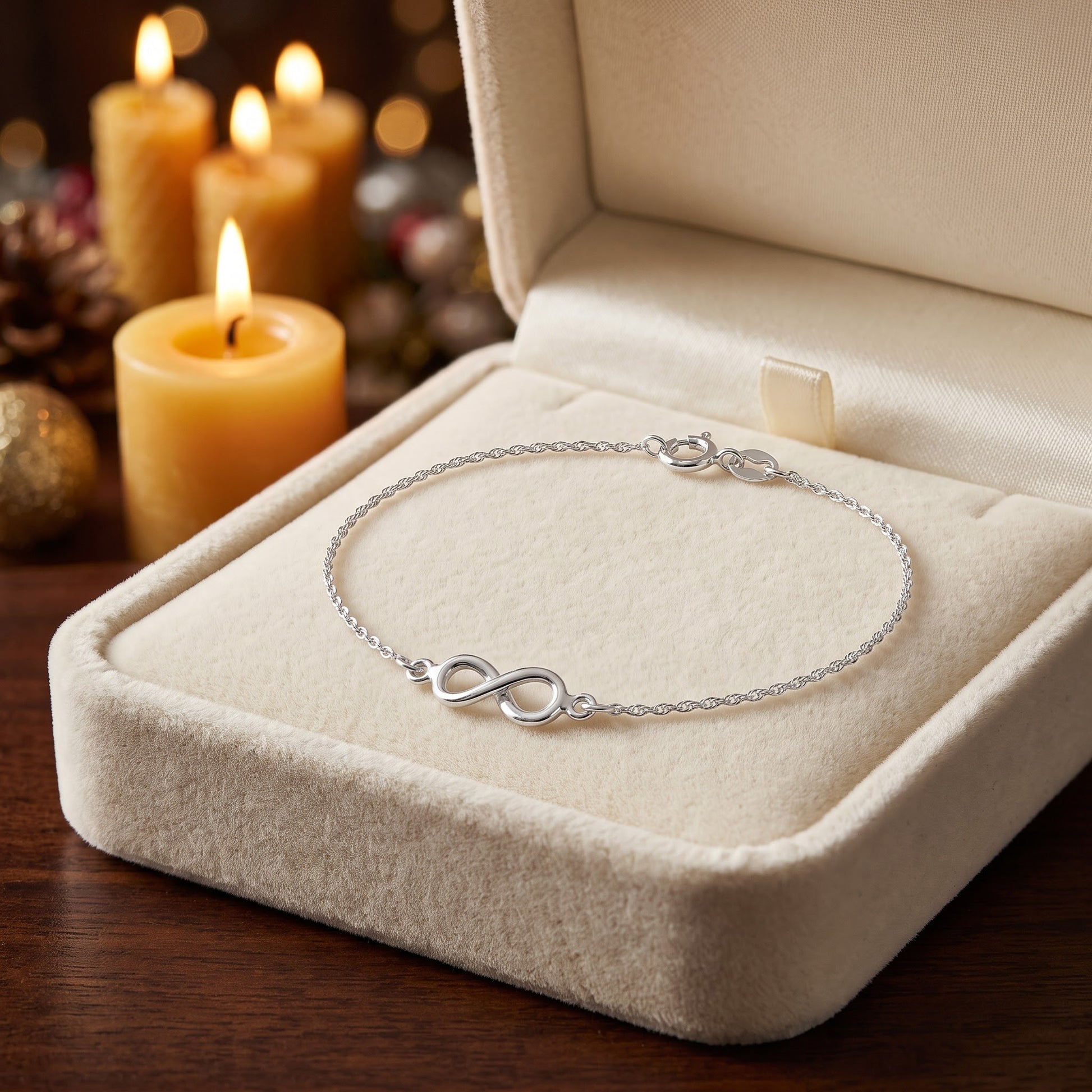 Sterling Silver Small Infinity Bracelet for Women, Dainty Everyday Jewelry Gift view 2