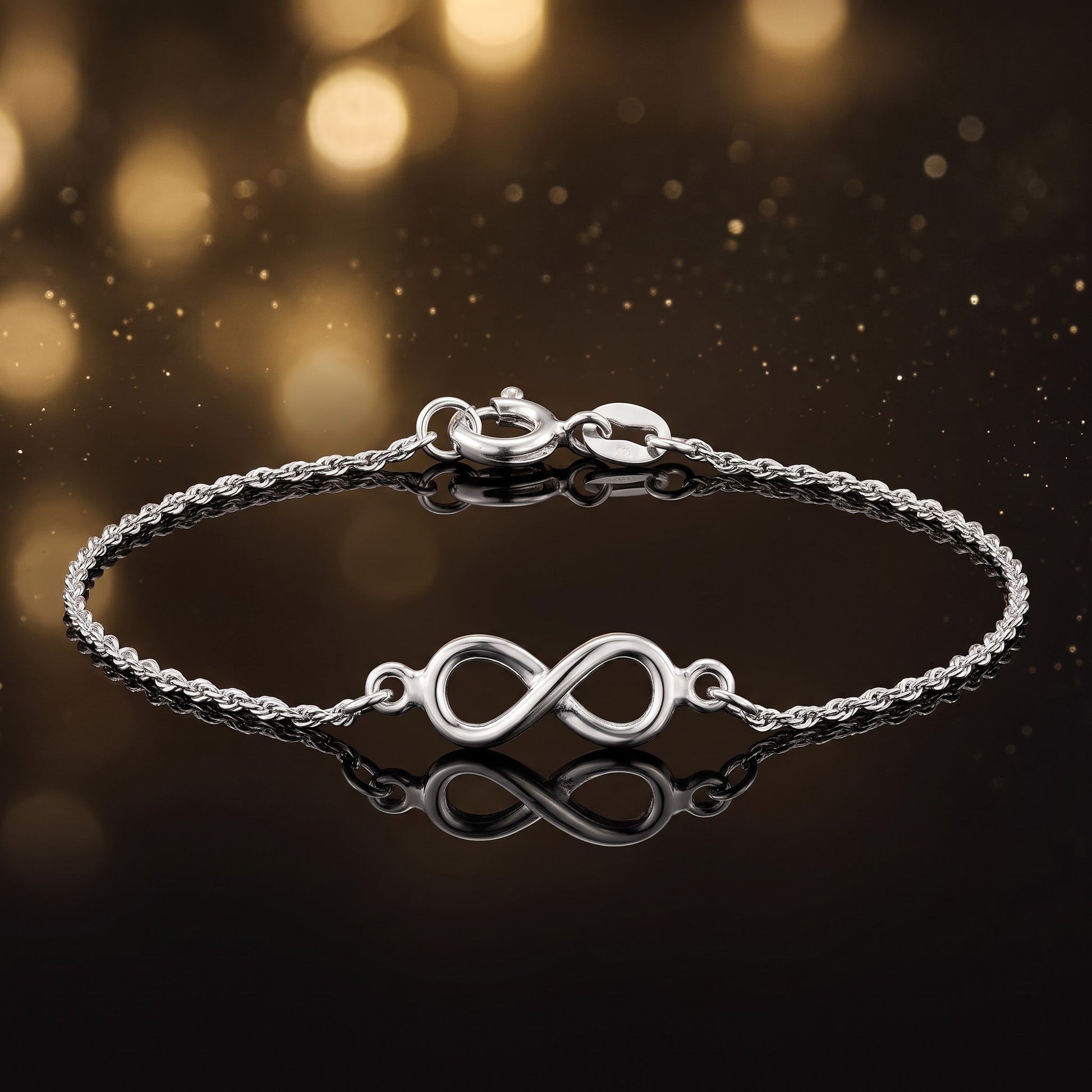 Sterling Silver Small Infinity Bracelet for Women, Dainty Everyday Jewelry Gift view 3