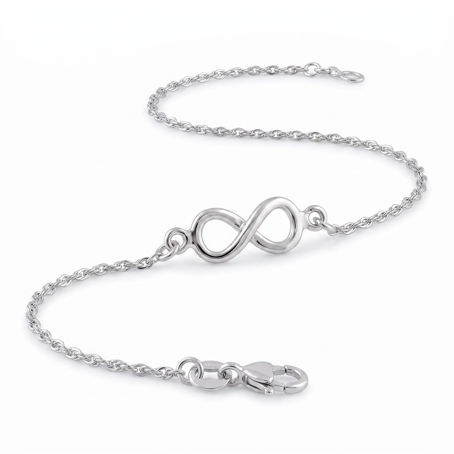 Sterling Silver Small Infinity Bracelet for Women, Dainty Everyday Jewelry Gift