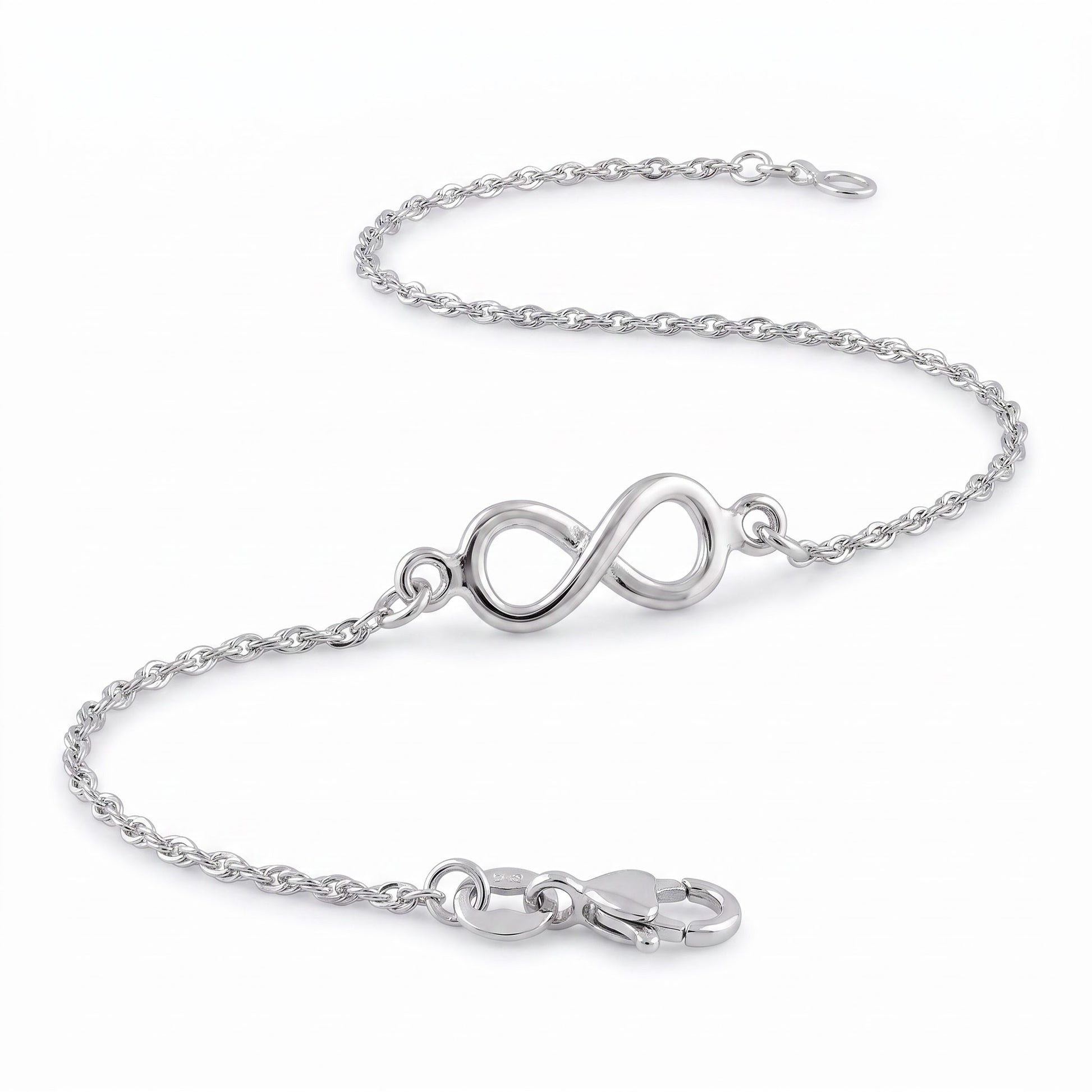 Sterling Silver Small Infinity Bracelet for Women, Dainty Everyday Jewelry Gift
