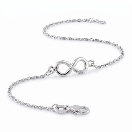 Sterling Silver Small Infinity Bracelet for Women, Dainty Everyday Jewelry Gift