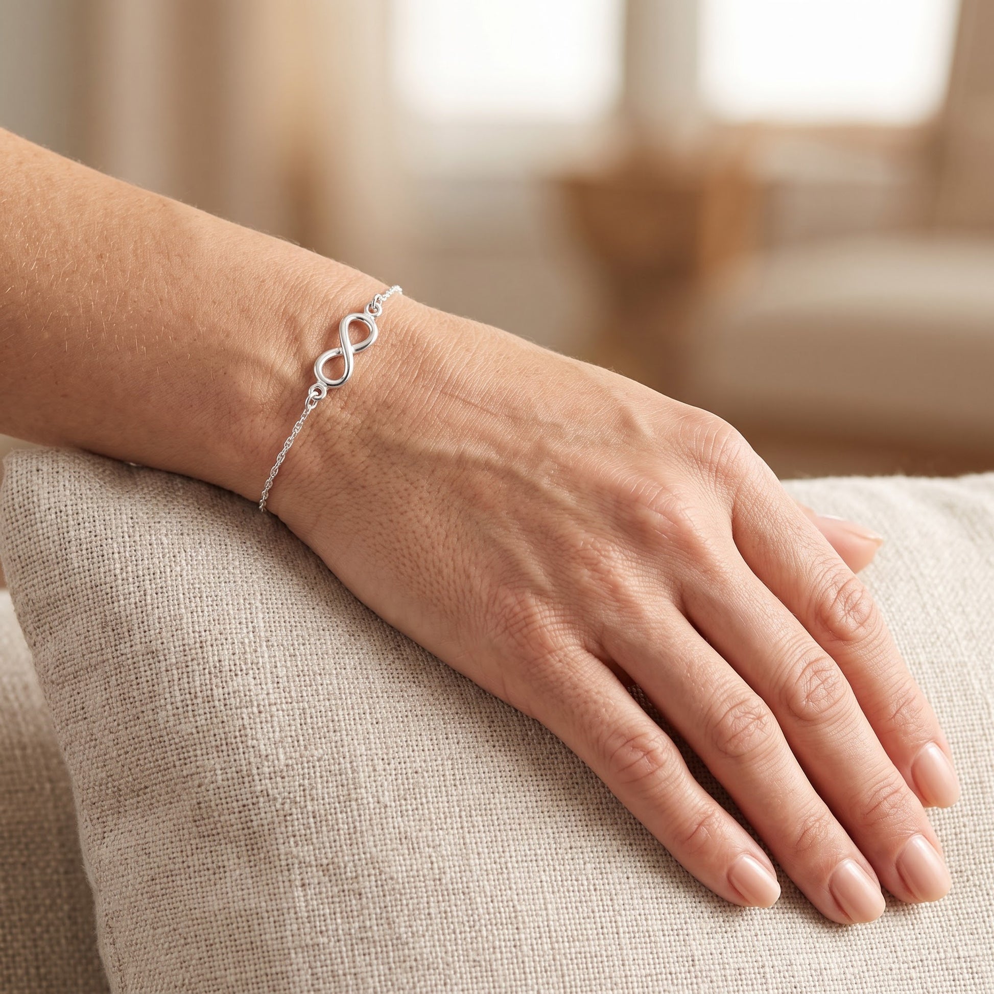Sterling Silver Small Infinity Bracelet for Women, Dainty Everyday Jewelry Gift view 4