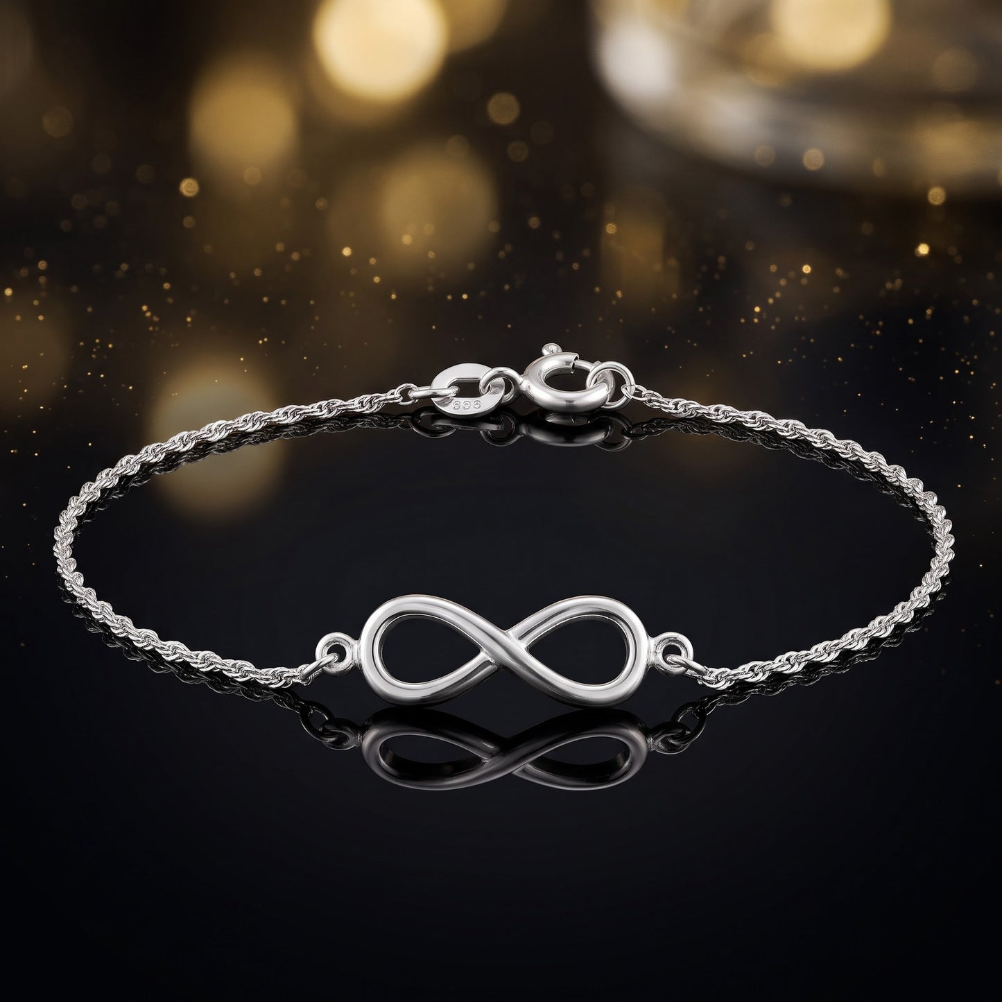 Sterling Silver Infinity Bracelet for Women, Dainty Everyday Jewelry Gift view 3