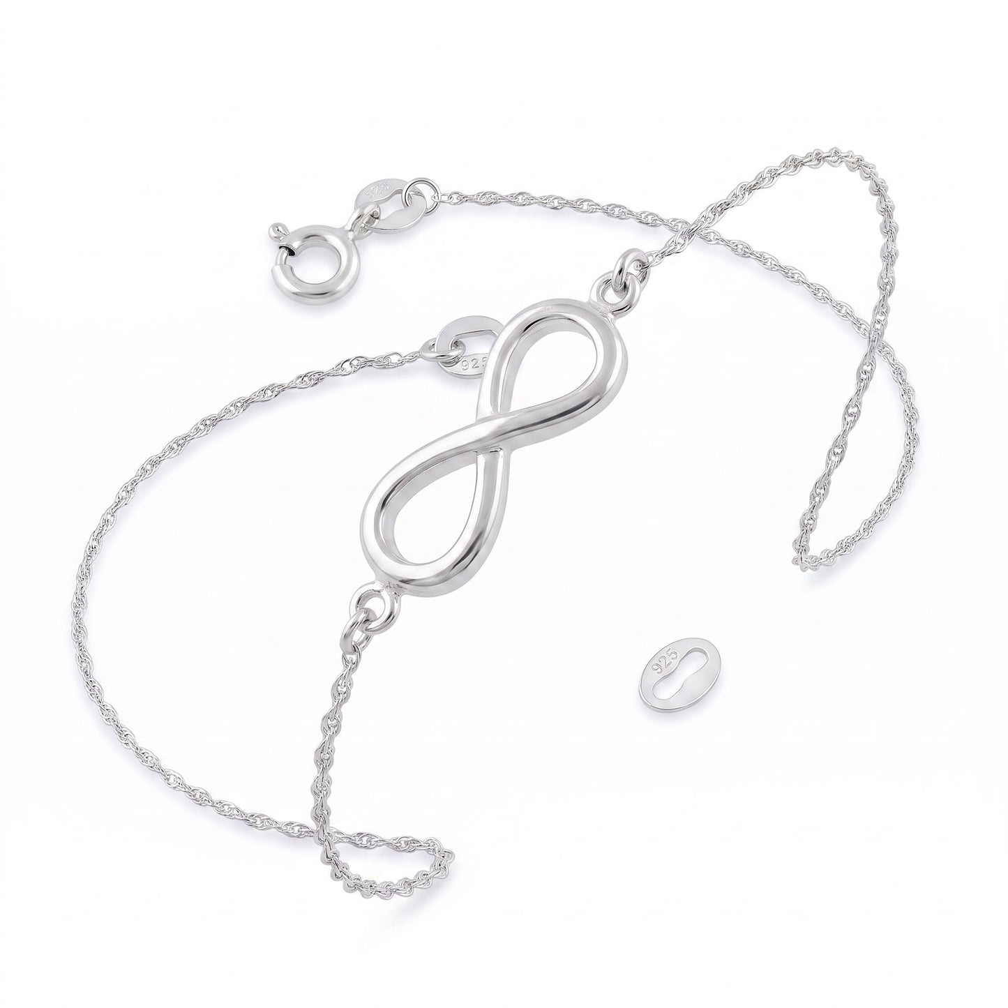 Sterling Silver Infinity Bracelet for Women, Dainty Everyday Jewelry Gift