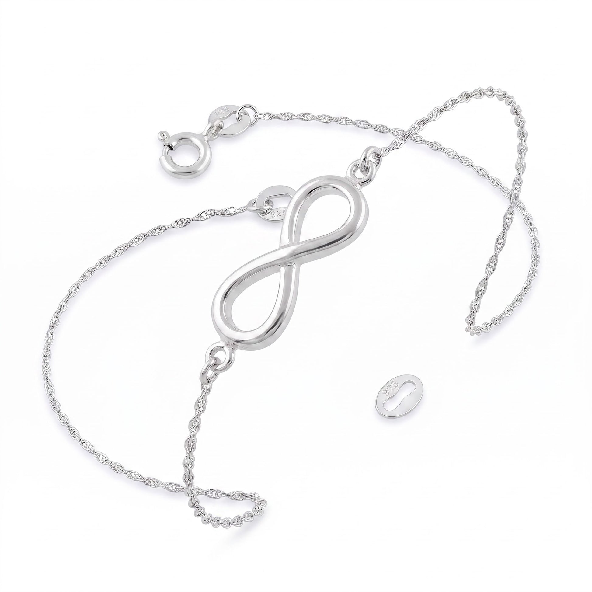 Sterling Silver Infinity Bracelet for Women, Dainty Everyday Jewelry Gift