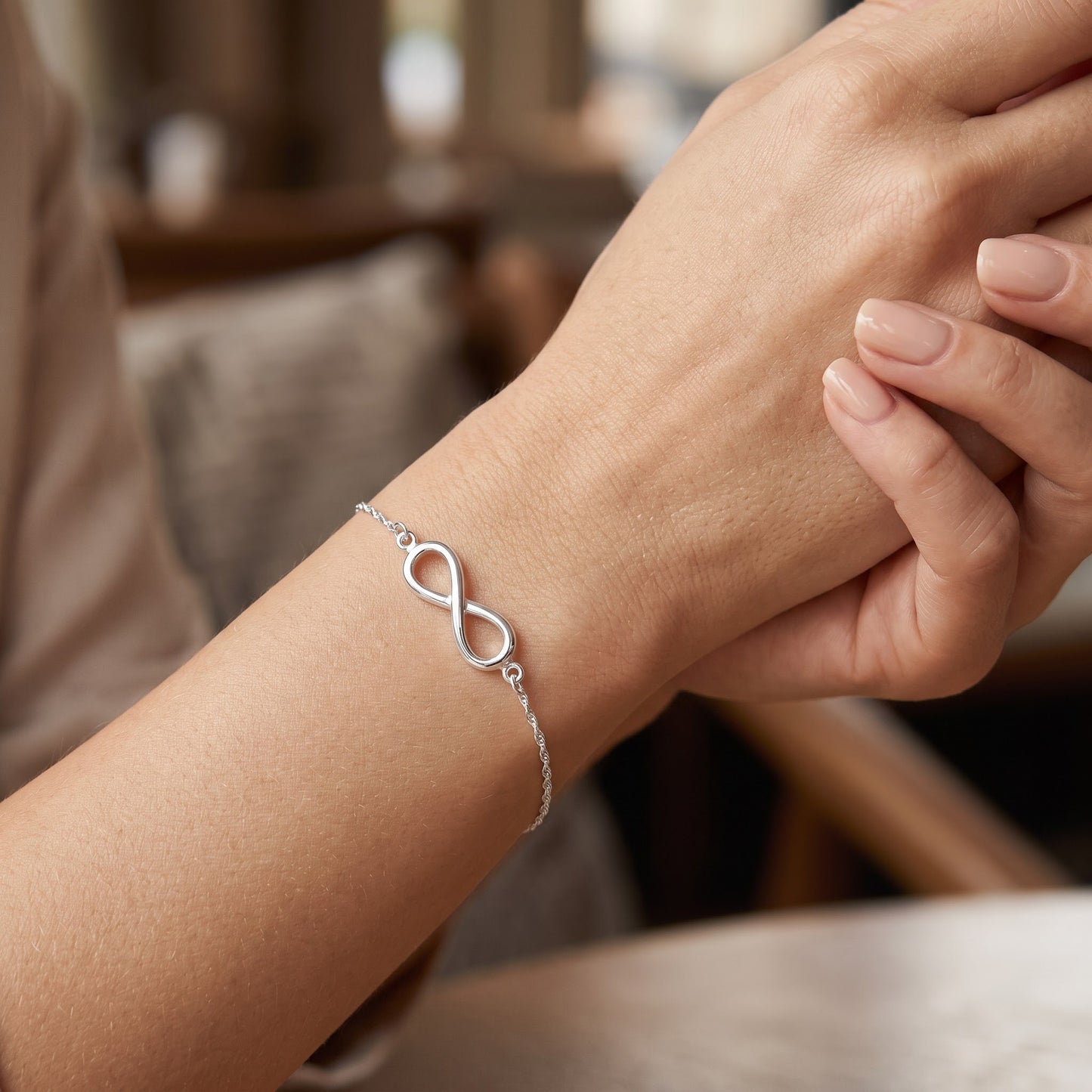 Sterling Silver Infinity Bracelet for Women, Dainty Everyday Jewelry Gift view 4
