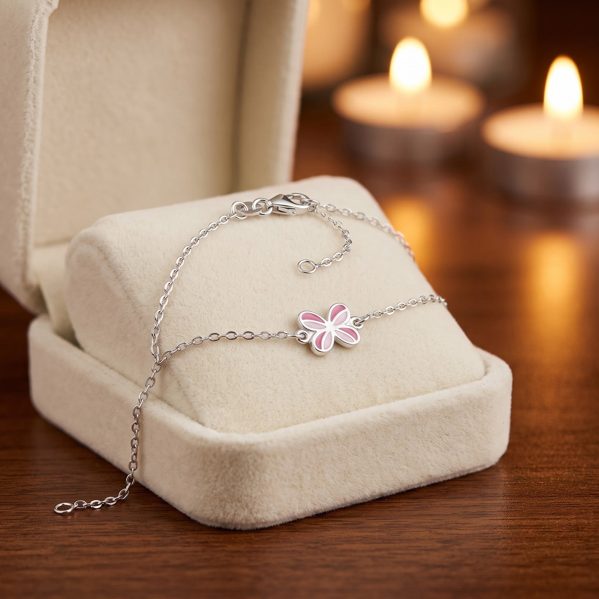 Sterling Silver Enamel Butterfly Bracelet for Women, Chain Link, Dainty Everyday Jewelry Gift view 2