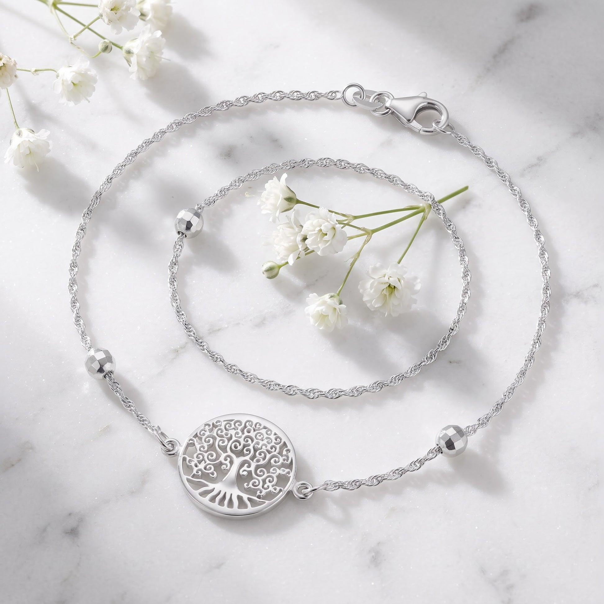 Sterling Silver Tree of Life Bracelet for Women, Chain Link, Dainty Everyday Jewelry Gift view 1