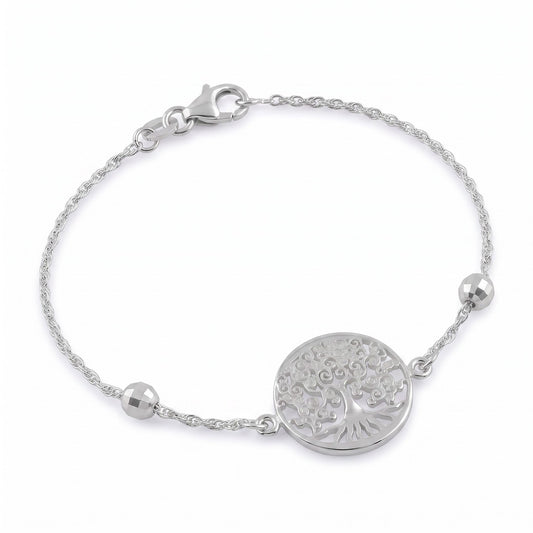 Sterling Silver Tree of Life Bracelet for Women, Chain Link, Dainty Everyday Jewelry Gift