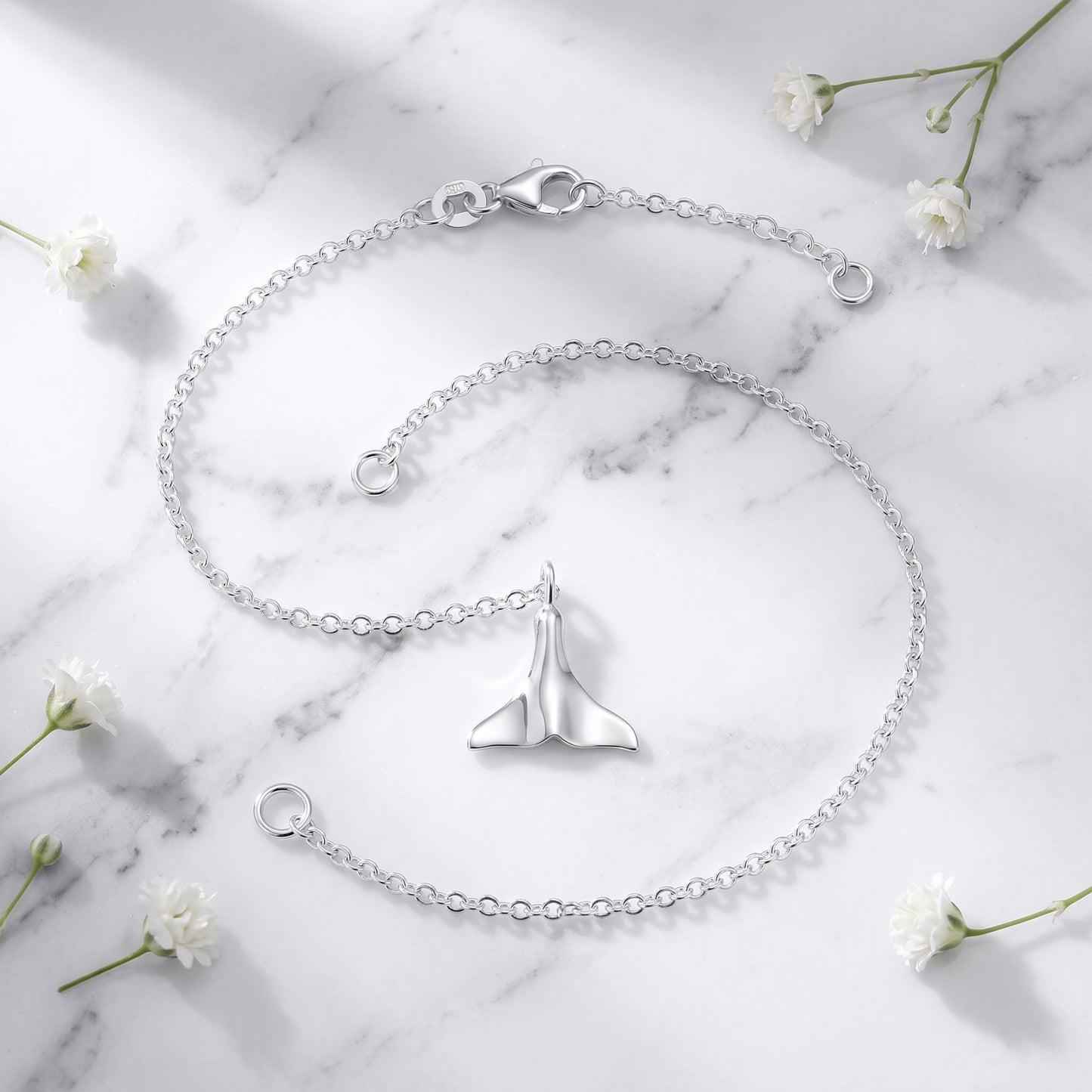 Sterling Silver Dolphin Tale Bracelet for Women, Chain Link, Dainty Everyday Jewelry Gift view 1