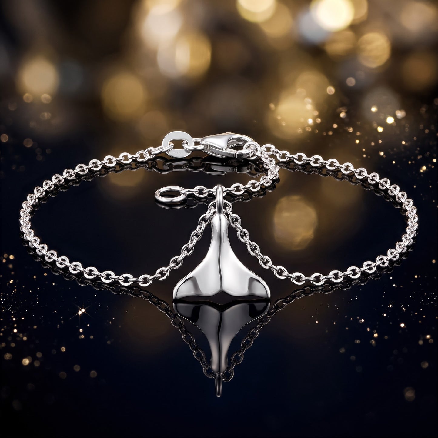 Sterling Silver Dolphin Tale Bracelet for Women, Chain Link, Dainty Everyday Jewelry Gift view 3