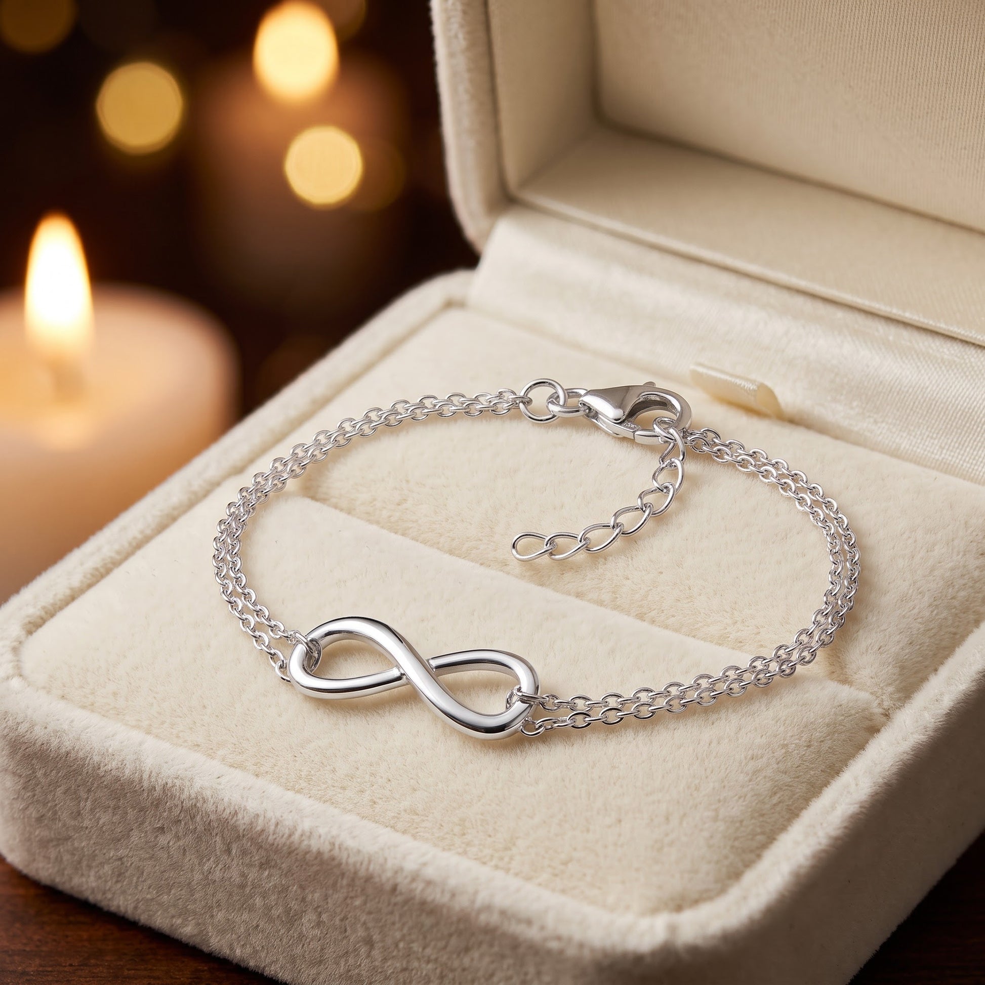 Sterling Silver 8.5mm x 23mm Infinity Bracelet for Women, Dainty Everyday Jewelry Gift view 2