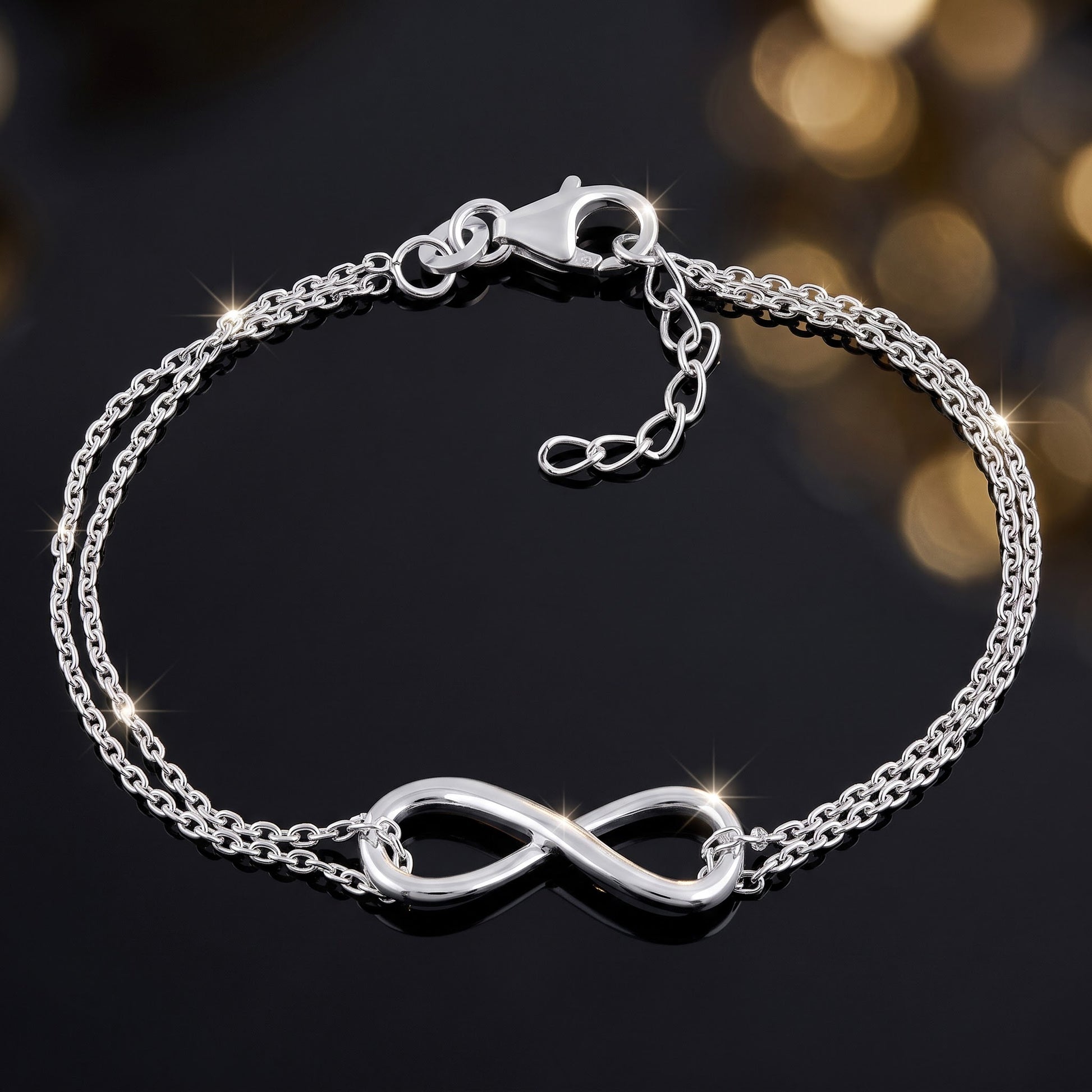 Sterling Silver 8.5mm x 23mm Infinity Bracelet for Women, Dainty Everyday Jewelry Gift view 3