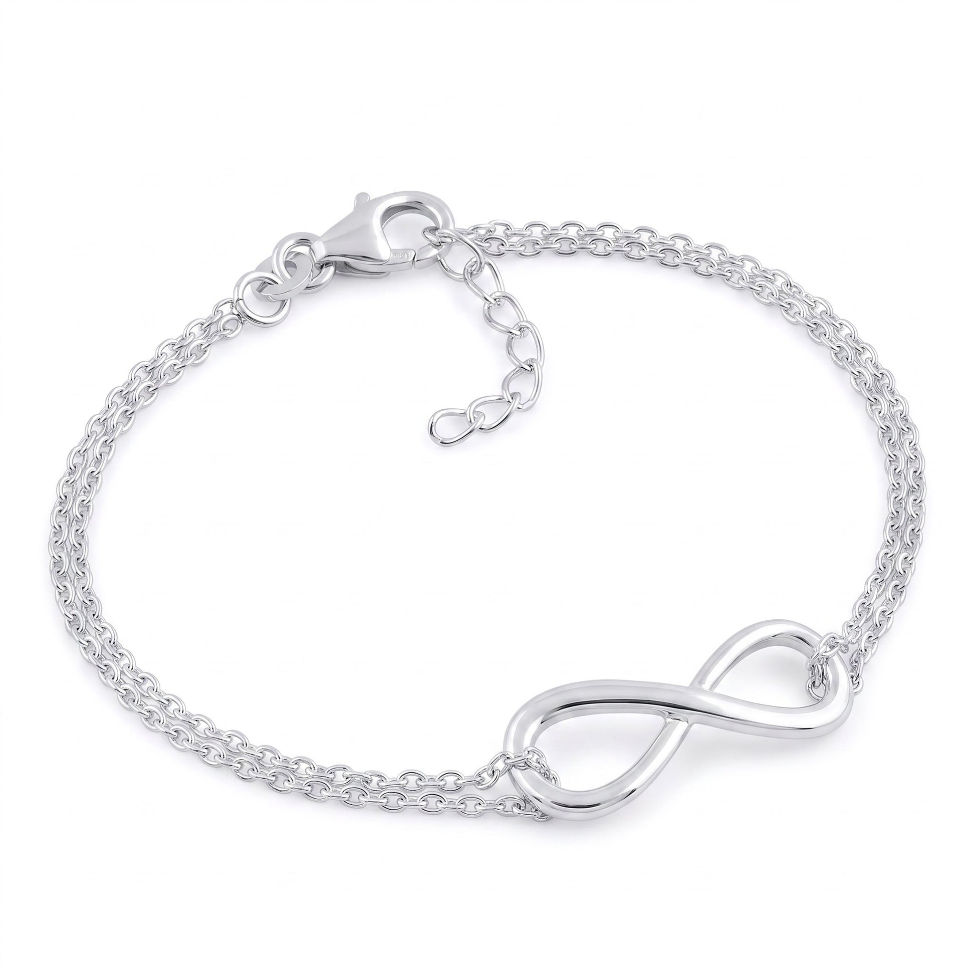 Sterling Silver 8.5mm x 23mm Infinity Bracelet for Women, Dainty Everyday Jewelry Gift