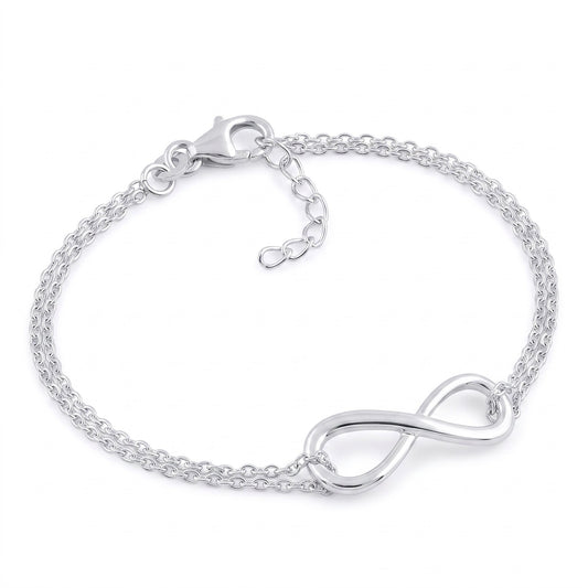 Sterling Silver 8.5mm x 23mm Infinity Bracelet for Women, Dainty Everyday Jewelry Gift