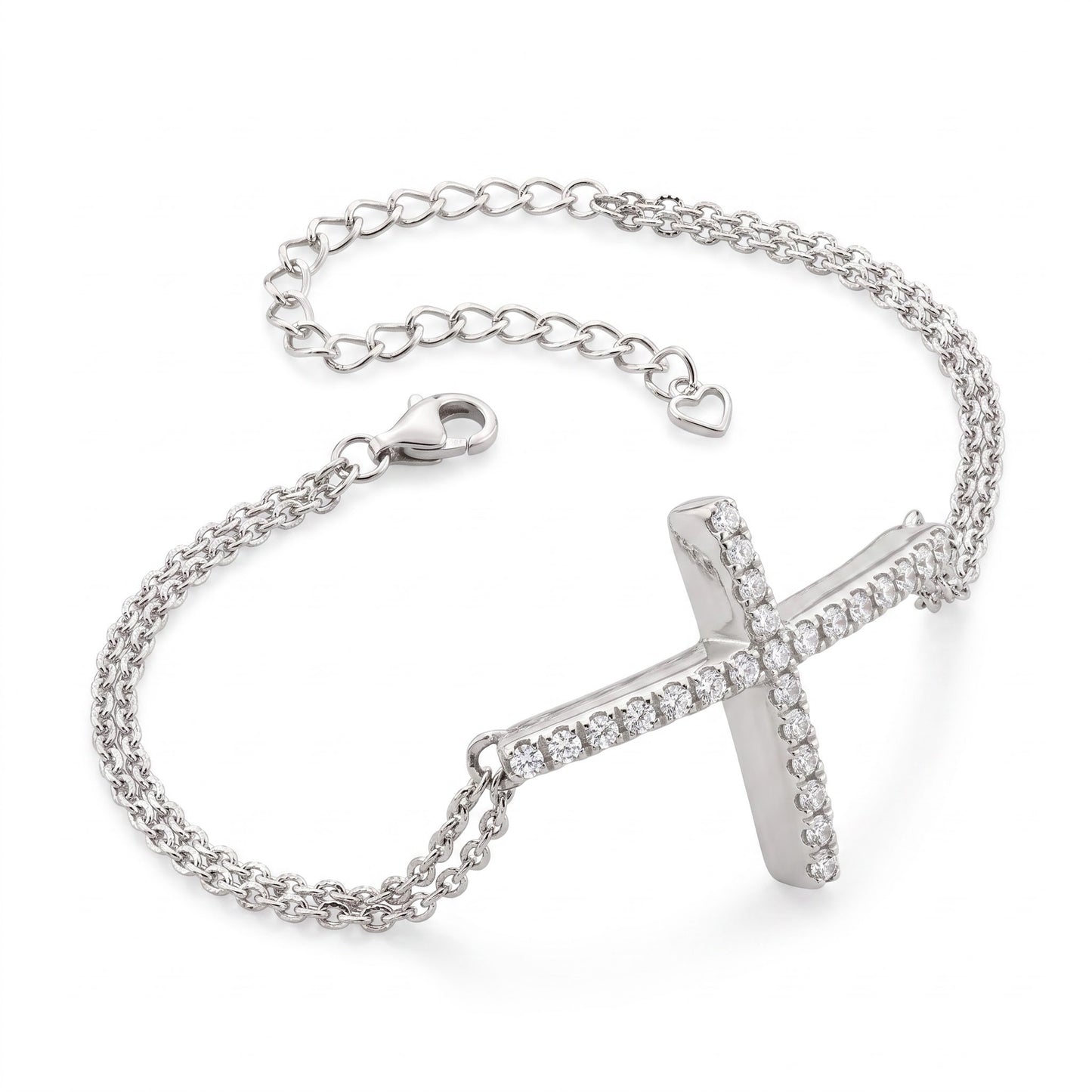 Sterling Silver Cross CZ Bracelet for Women, Dainty Everyday Jewelry Gift