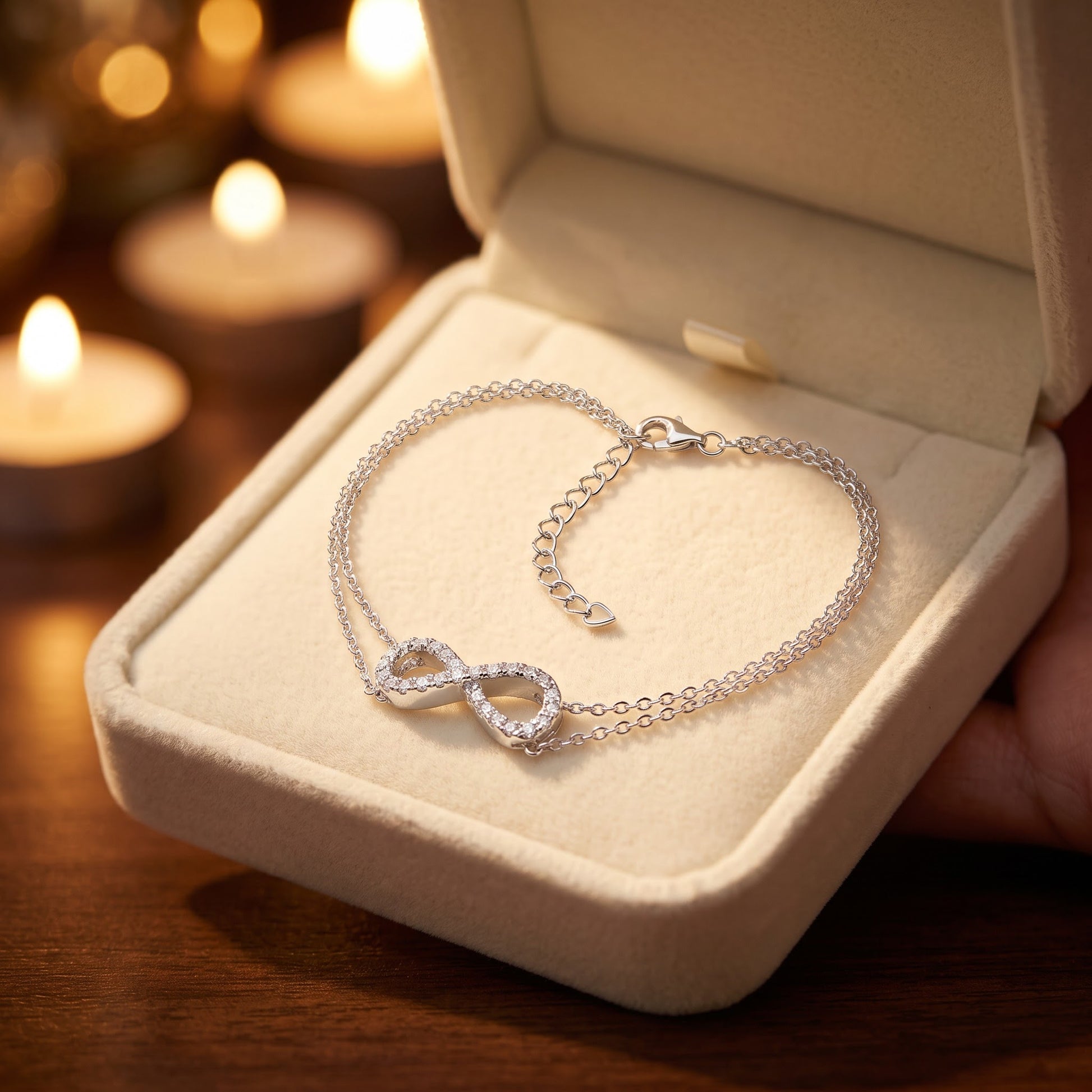 Sterling Silver Infinity CZ Bracelet for Women, Dainty Everyday Jewelry Gift view 2