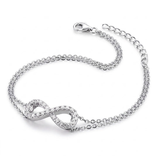Sterling Silver Infinity CZ Bracelet for Women, Dainty Everyday Jewelry Gift