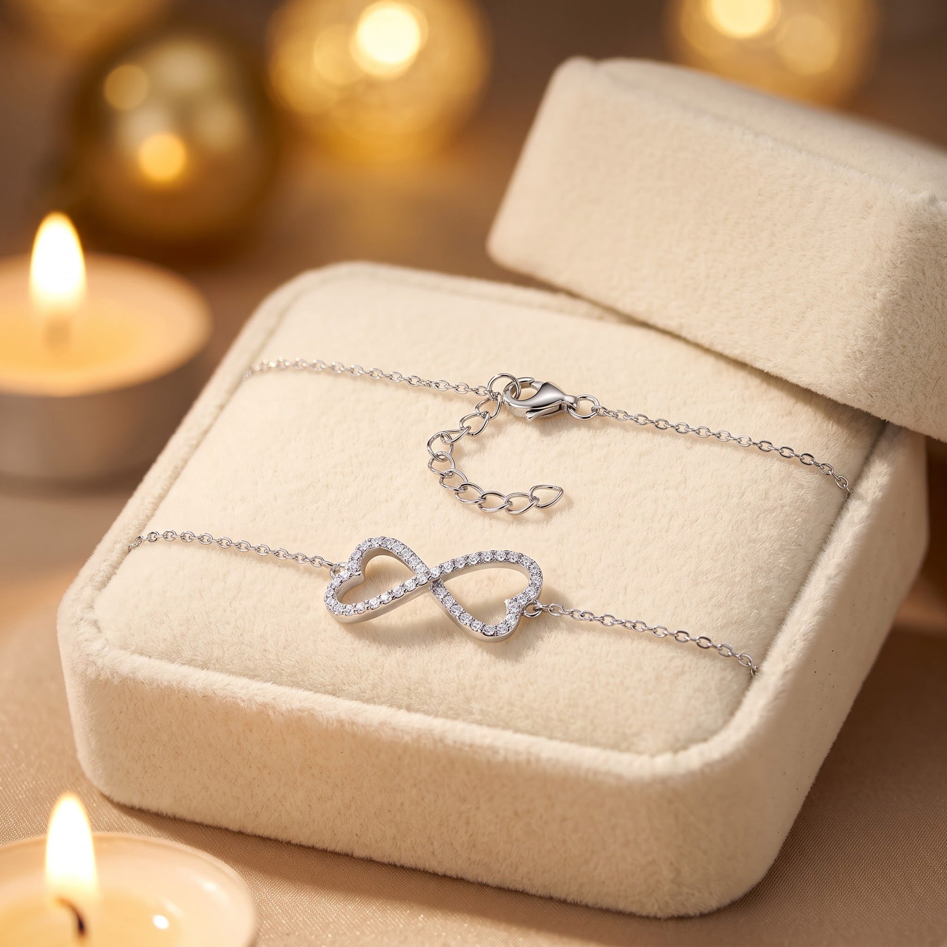 Sterling Silver Infinity Heart CZ Bracelet for Women, Dainty Everyday Jewelry Gift view 2