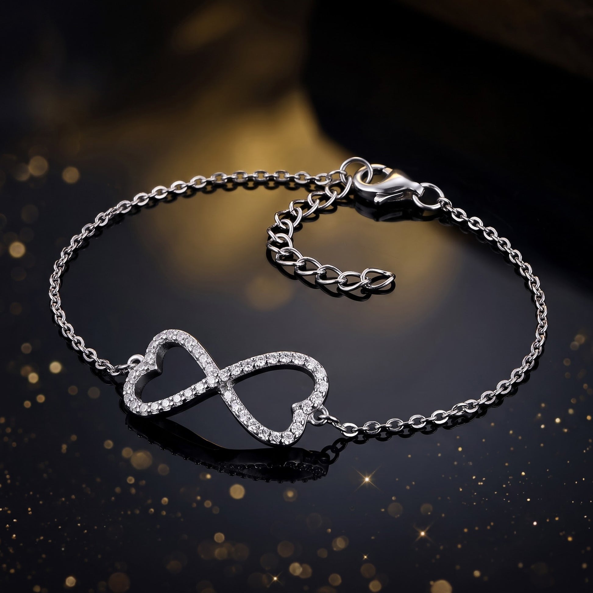 Sterling Silver Infinity Heart CZ Bracelet for Women, Dainty Everyday Jewelry Gift view 3