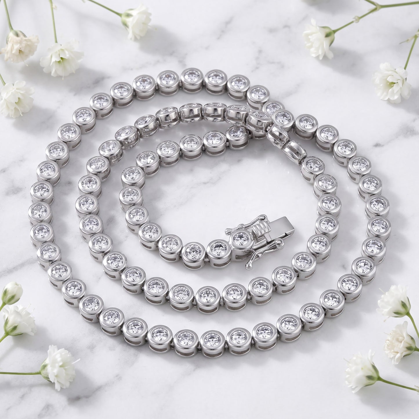 Sterling Silver Round Clear CZ Tennis Bracelet for Women, Sparkling Gift for Her view 1