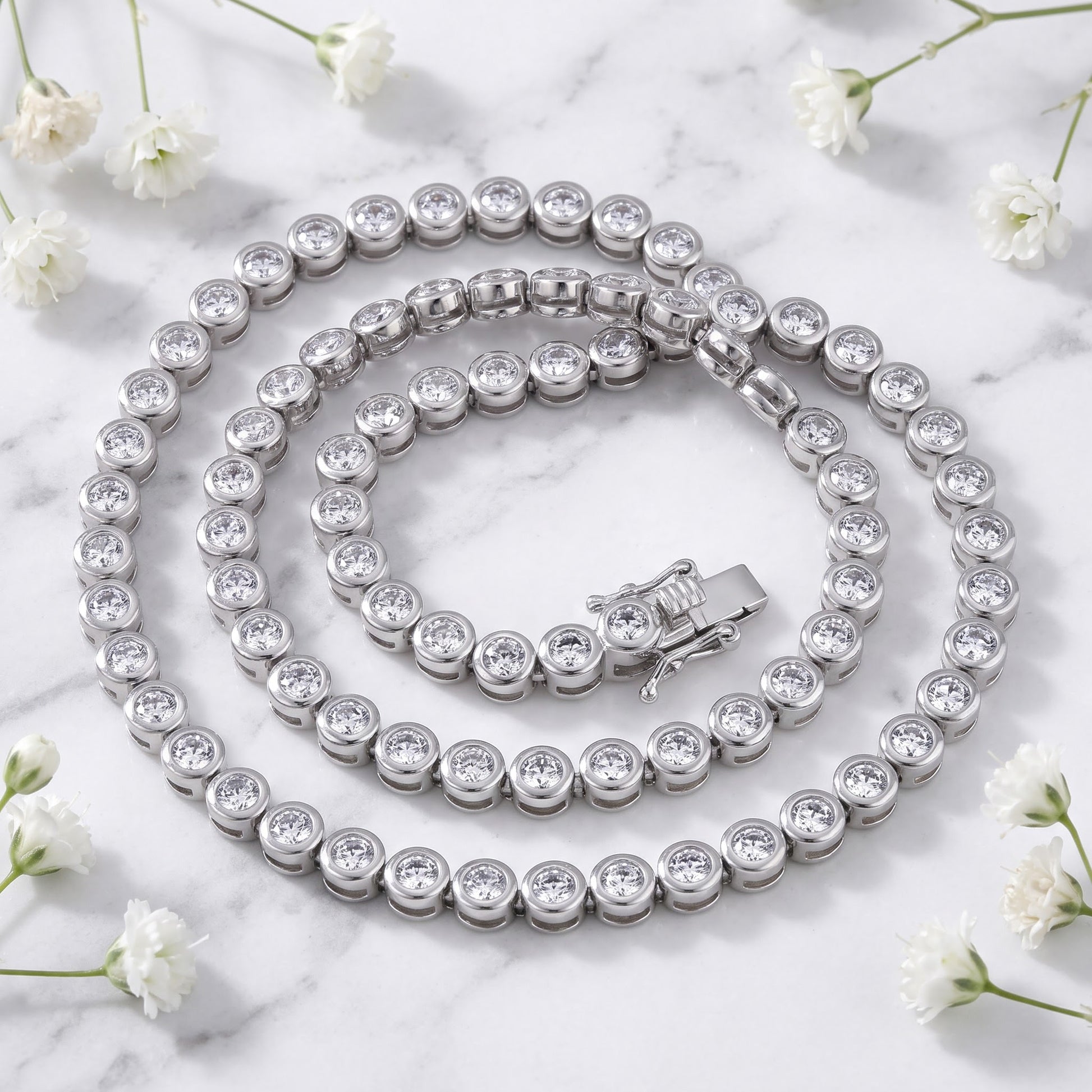 Sterling Silver Round Clear CZ Tennis Bracelet for Women, Sparkling Gift for Her view 1