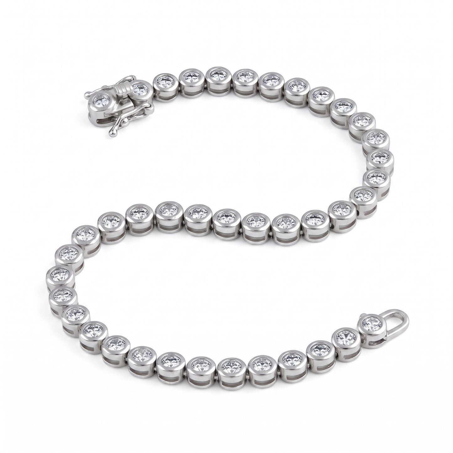 Sterling Silver Round Clear CZ Tennis Bracelet for Women, Sparkling Gift for Her