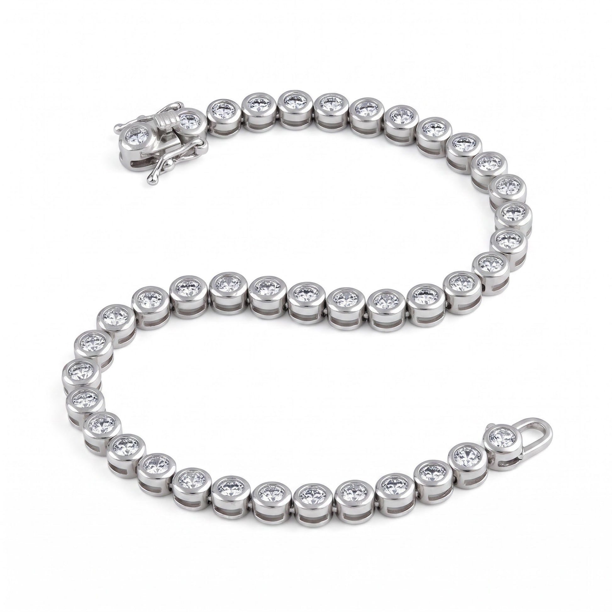 Sterling Silver Round Clear CZ Tennis Bracelet for Women, Sparkling Gift for Her