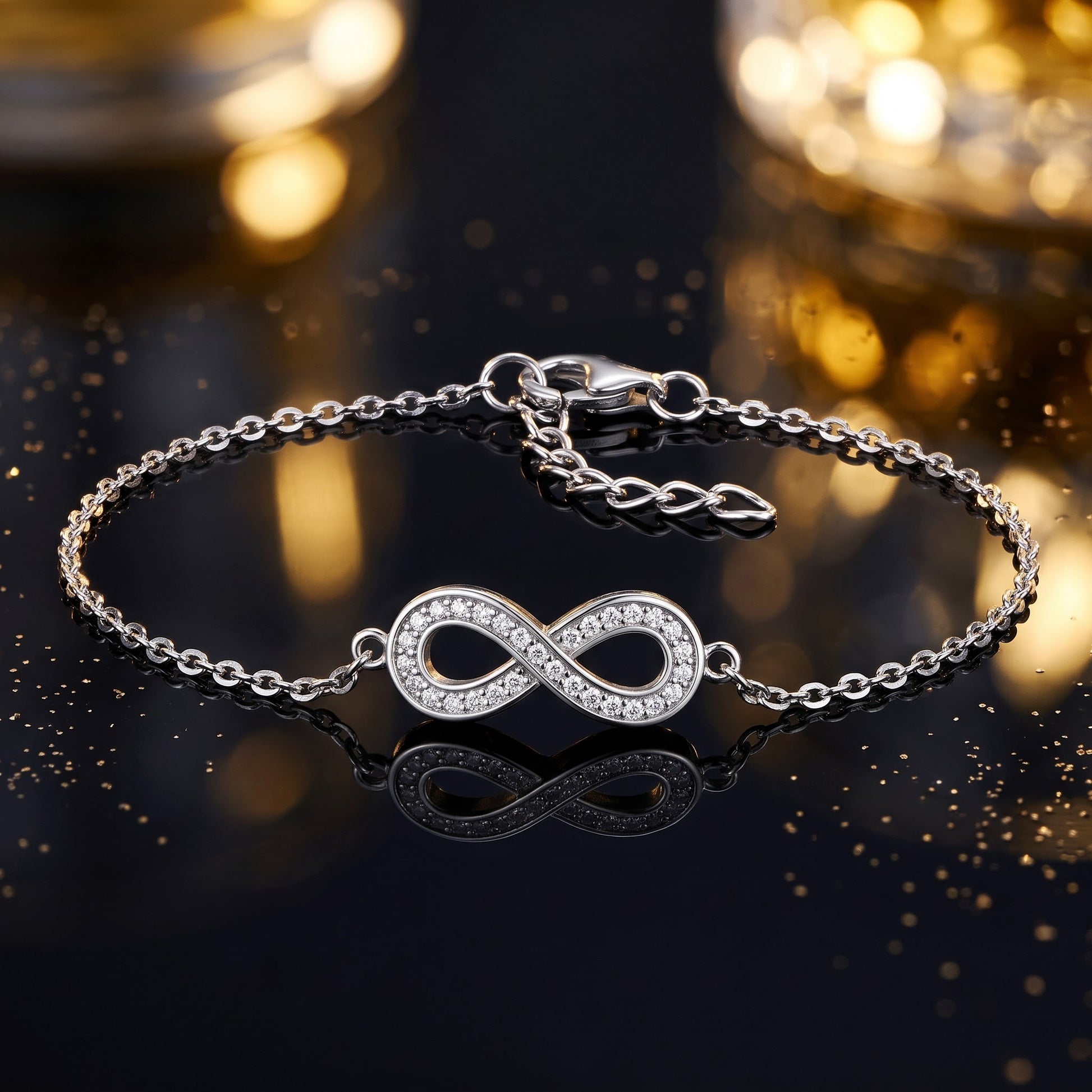 Sterling Silver Infinity Clear CZ Bracelet for Women, Dainty Everyday Jewelry Gift view 3
