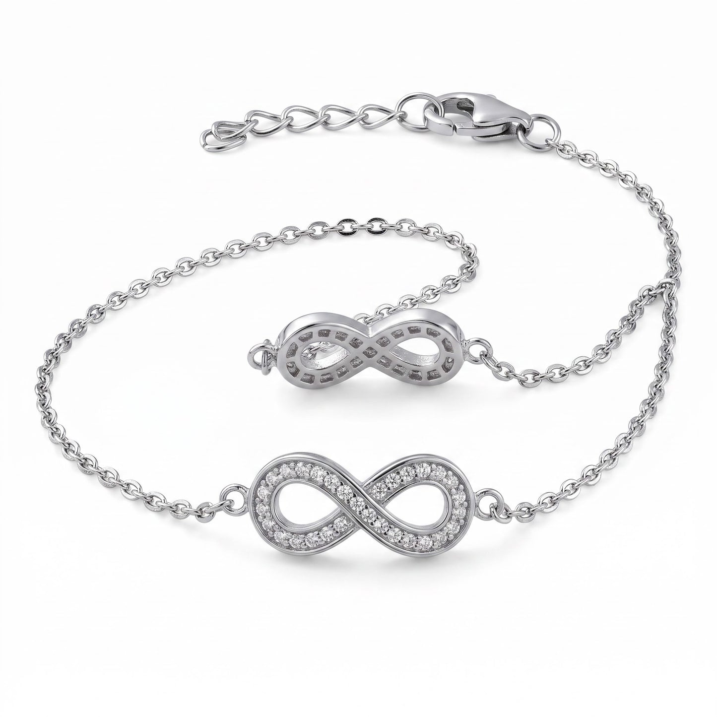 Sterling Silver Infinity Clear CZ Bracelet for Women, Dainty Everyday Jewelry Gift