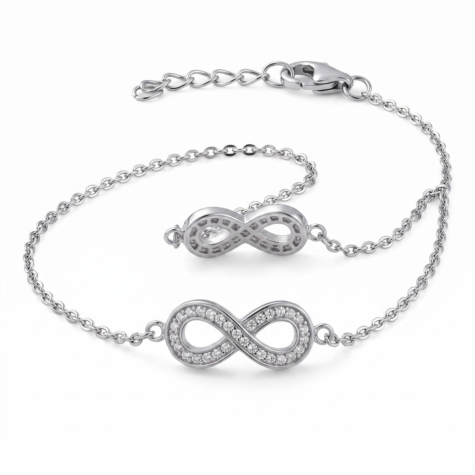 Sterling Silver Infinity Clear CZ Bracelet for Women, Dainty Everyday Jewelry Gift