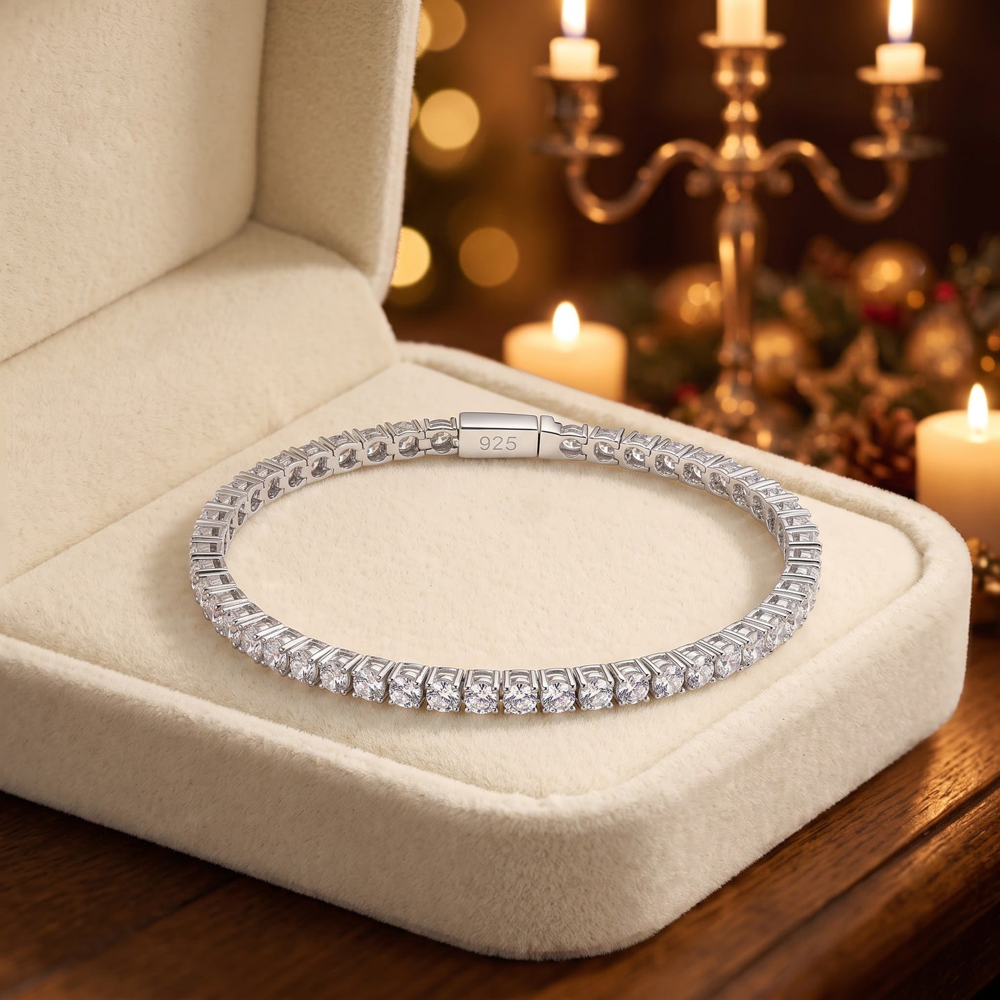 Sterling Silver 3mm Cubic Zirconia Tennis Bracelet for Women, Sparkling Gift for Her view 2