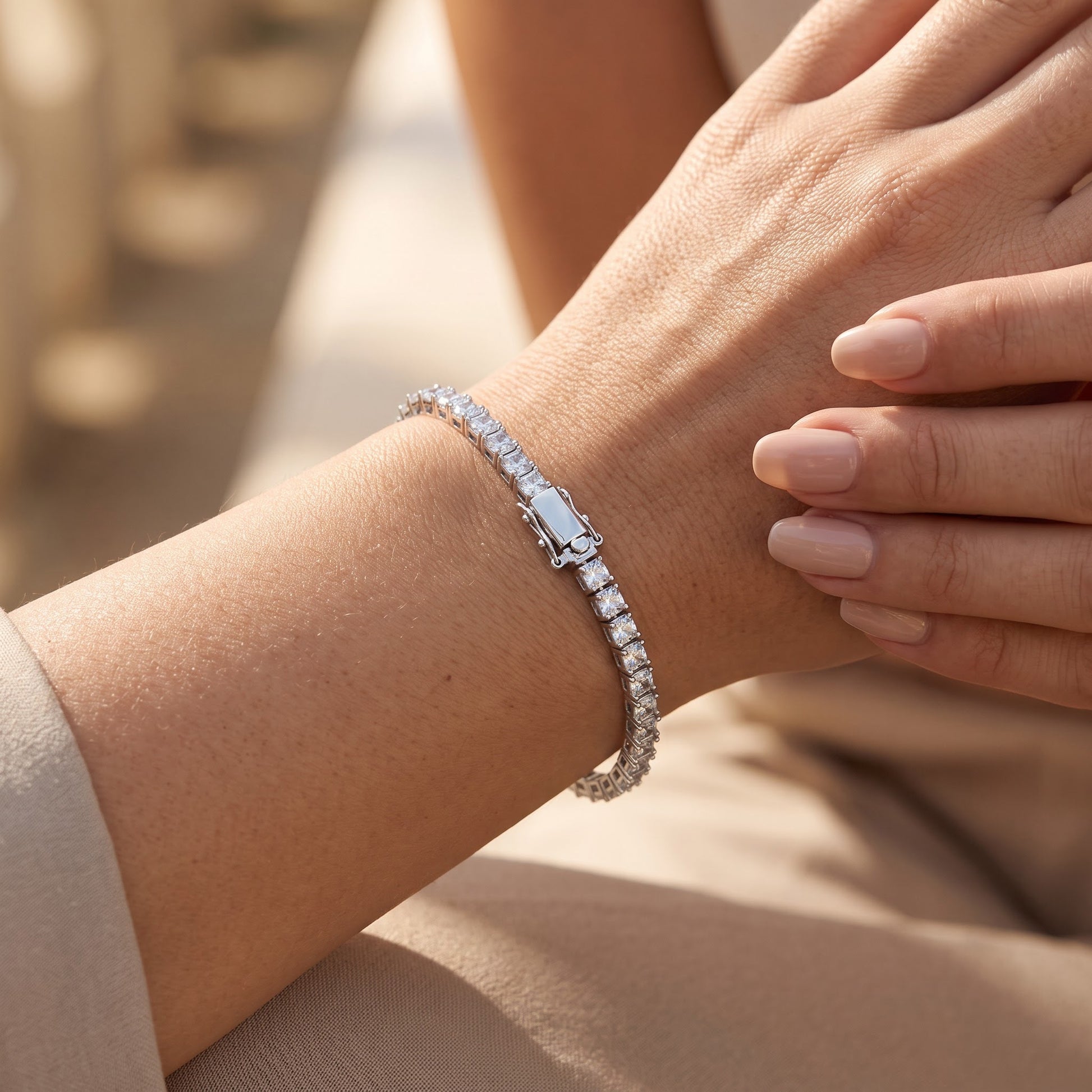 Sterling Silver 3mm Cubic Zirconia Tennis Bracelet for Women, Sparkling Gift for Her view 4