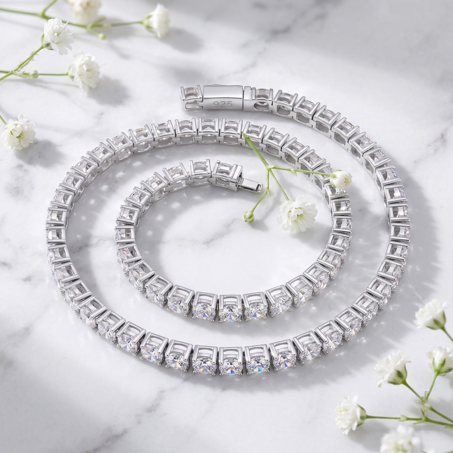 Sterling Silver 4mm Cubic Zirconia Tennis Bracelet for Women, Sparkling Gift for Her view 1