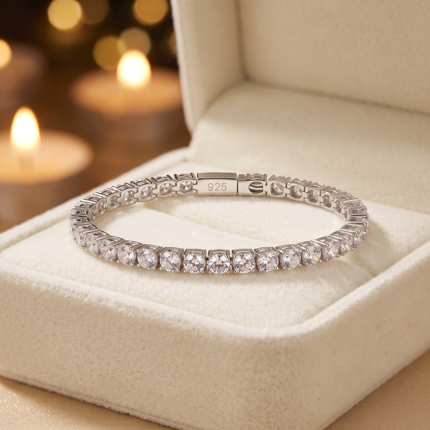 Sterling Silver 4mm Cubic Zirconia Tennis Bracelet for Women, Sparkling Gift for Her view 2