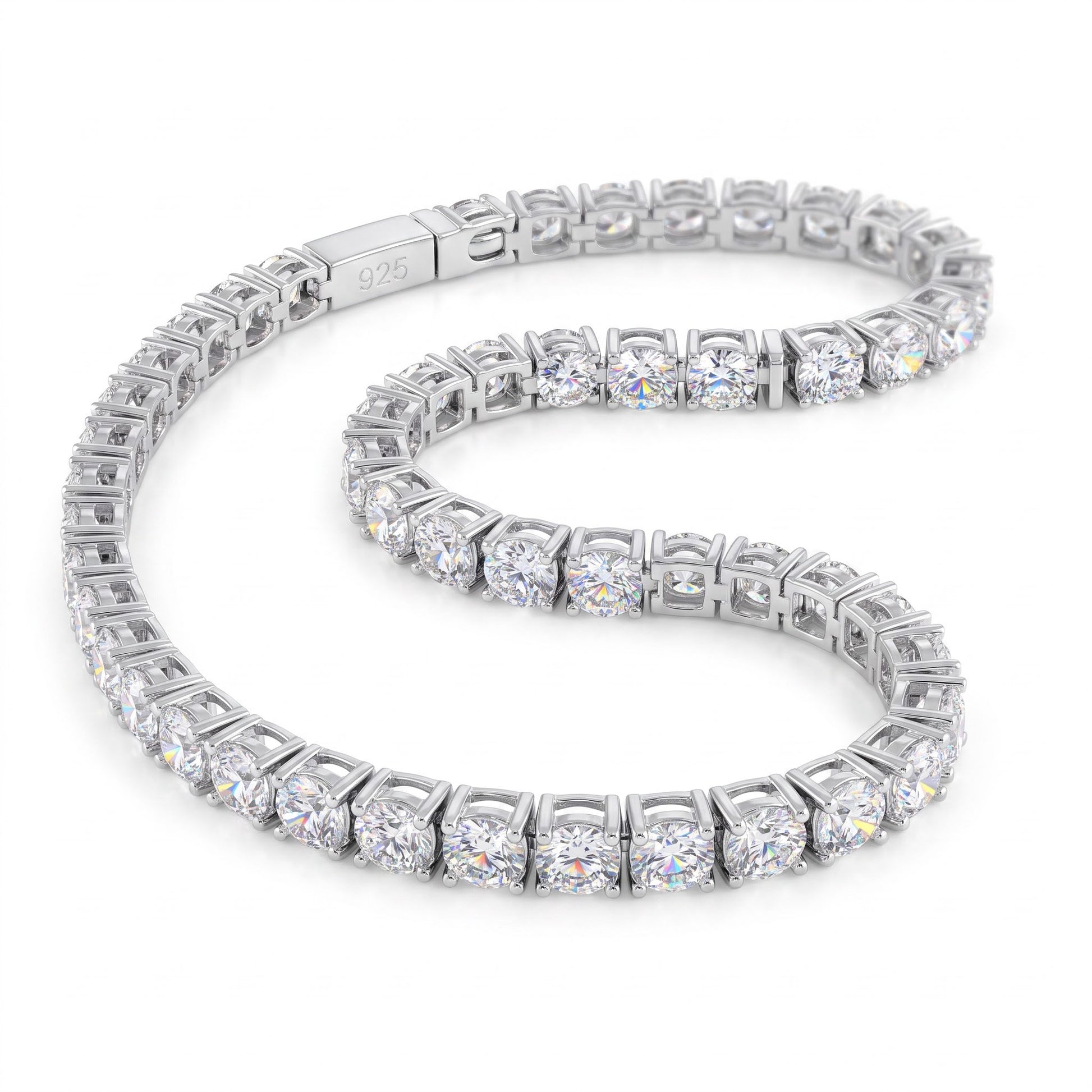 Sterling Silver 4mm Cubic Zirconia Tennis Bracelet for Women, Sparkling Gift for Her