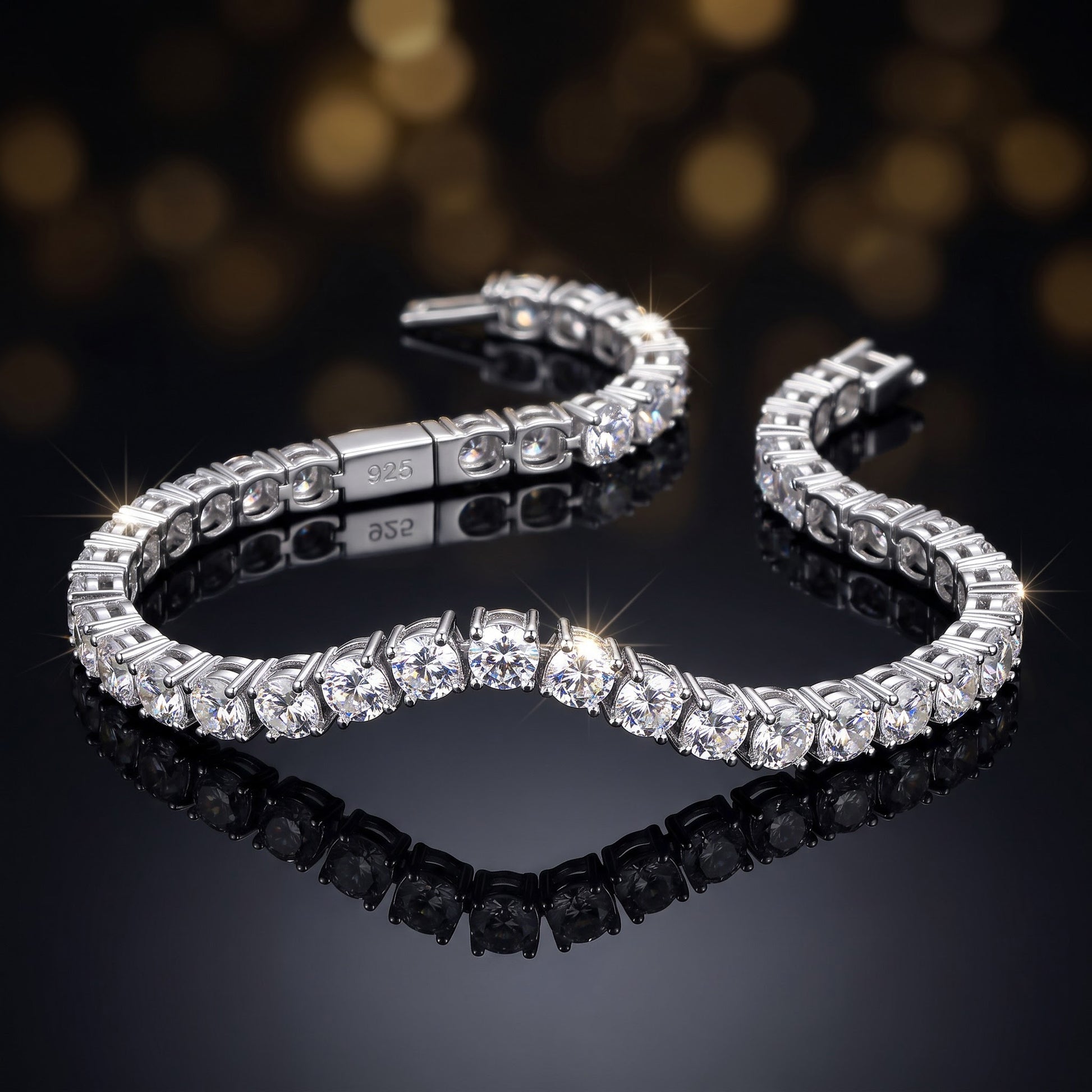 Sterling Silver 5mm Cubic Zirconia Tennis Bracelet for Women, Sparkling Gift for Her view 3