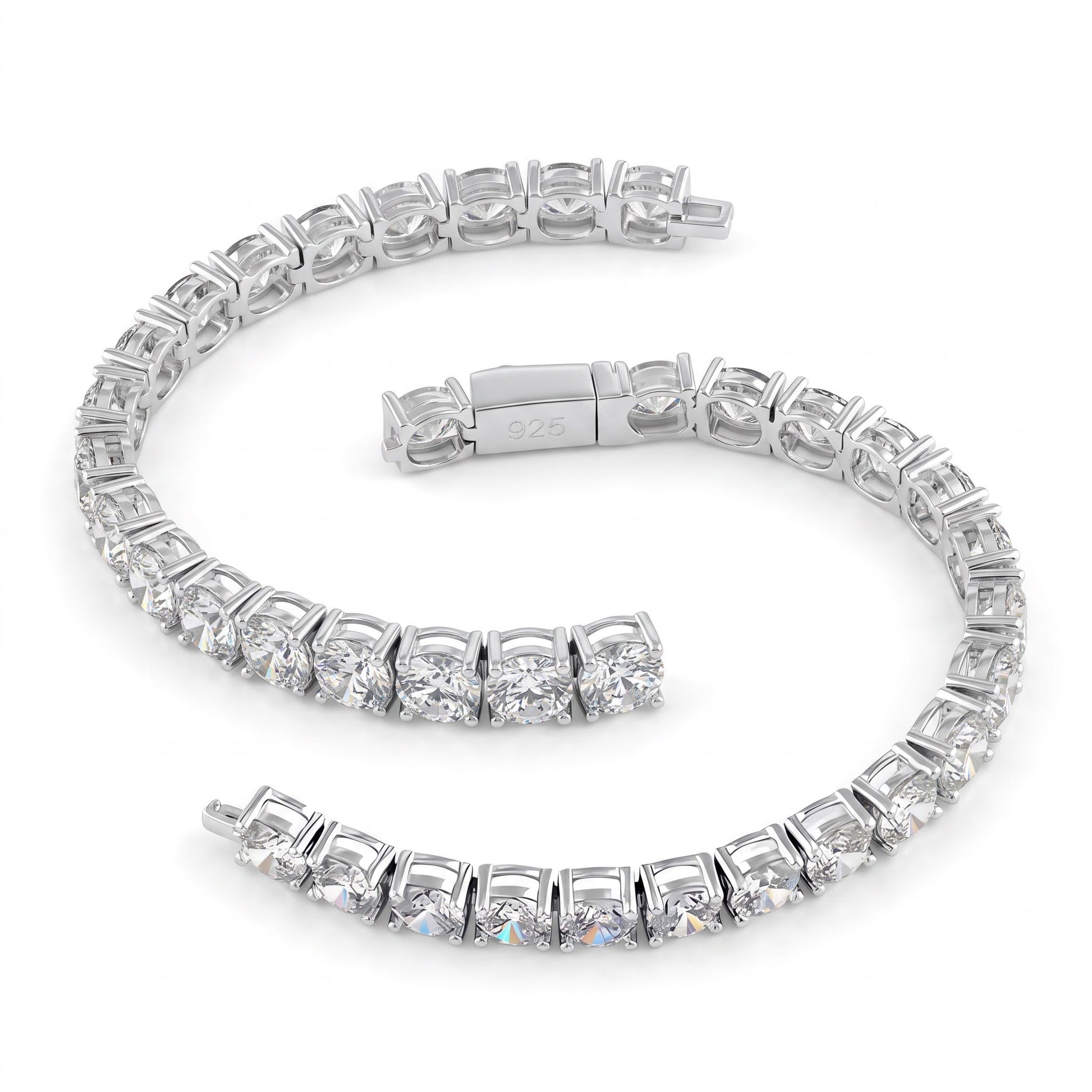 Sterling Silver 5mm Cubic Zirconia Tennis Bracelet for Women, Sparkling Gift for Her