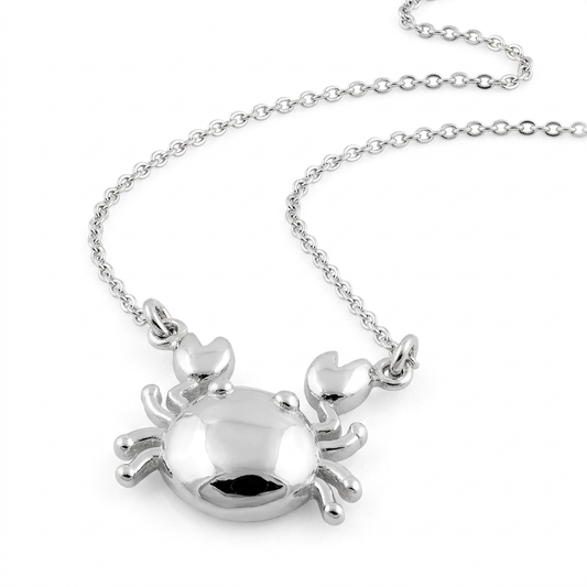 Sterling Silver Crab Cancer Zodiac Pendant Necklace for Women, 16 inch